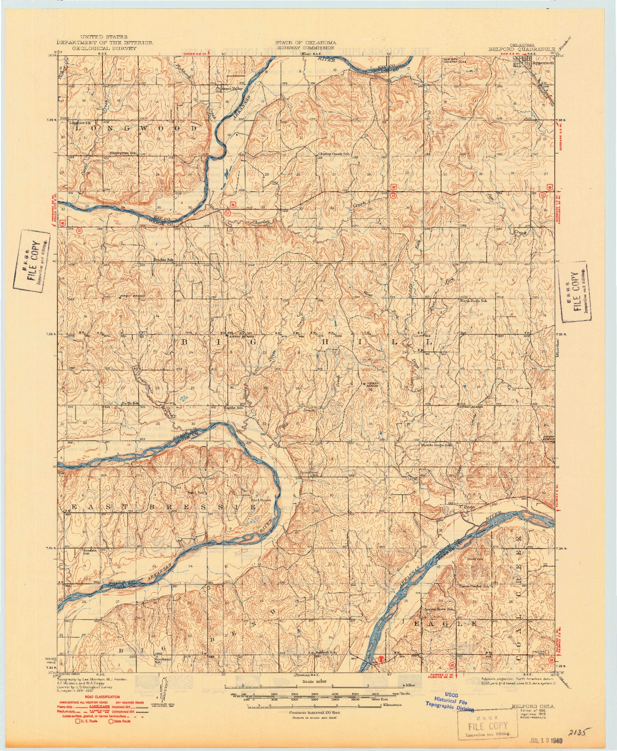 USGS 1:62500-SCALE QUADRANGLE FOR BELFORD, OK 1936