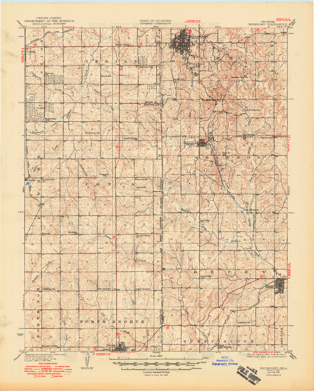USGS 1:62500-SCALE QUADRANGLE FOR DRUMRIGHT, OK 1931