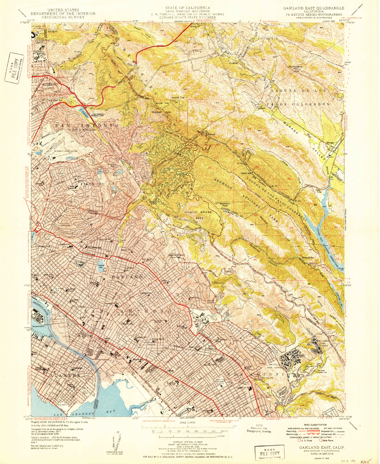 USGS 1:24000-SCALE QUADRANGLE FOR OAKLAND EAST, CA 1949