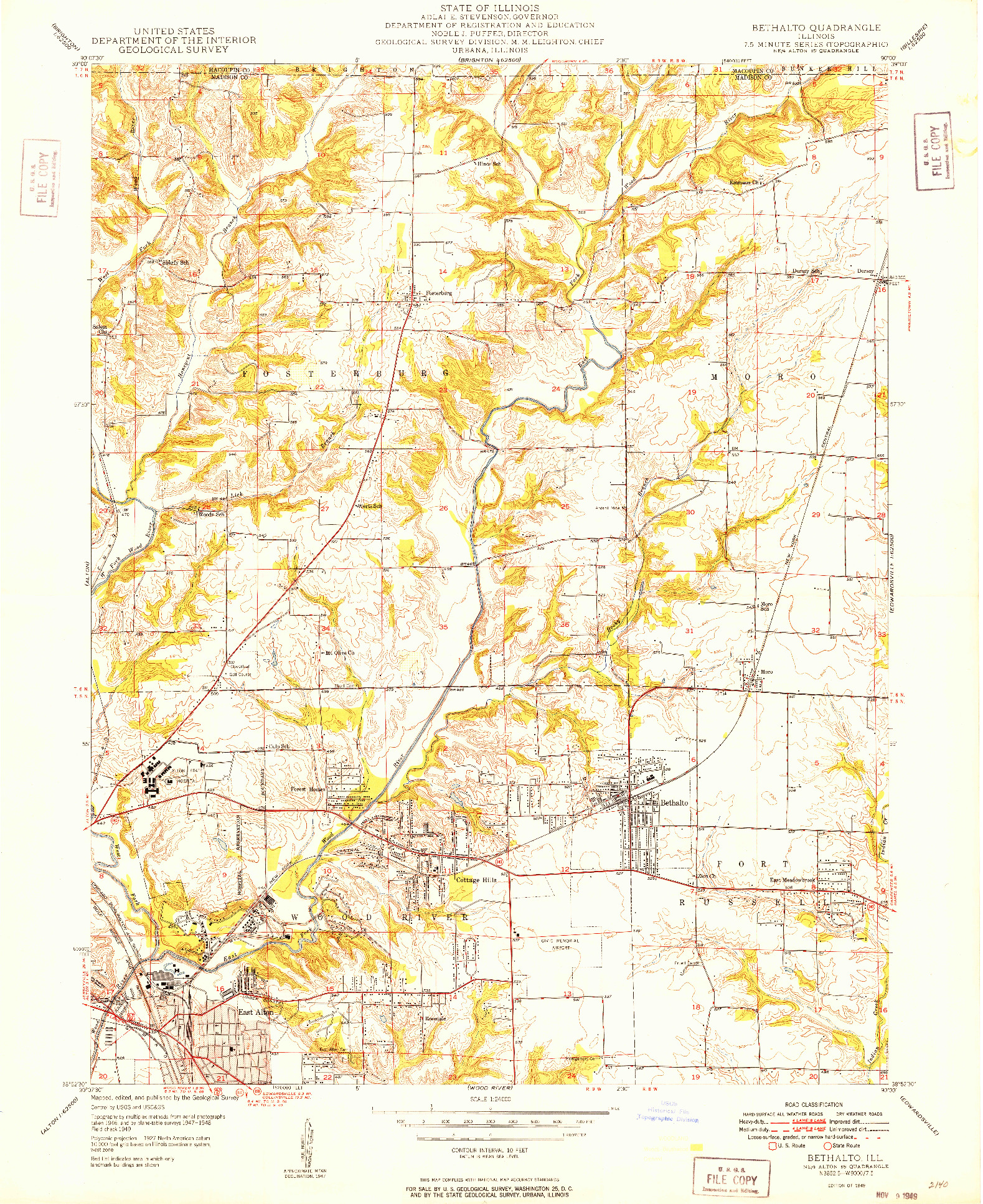 USGS 1:24000-SCALE QUADRANGLE FOR BETHALTO, IL 1949
