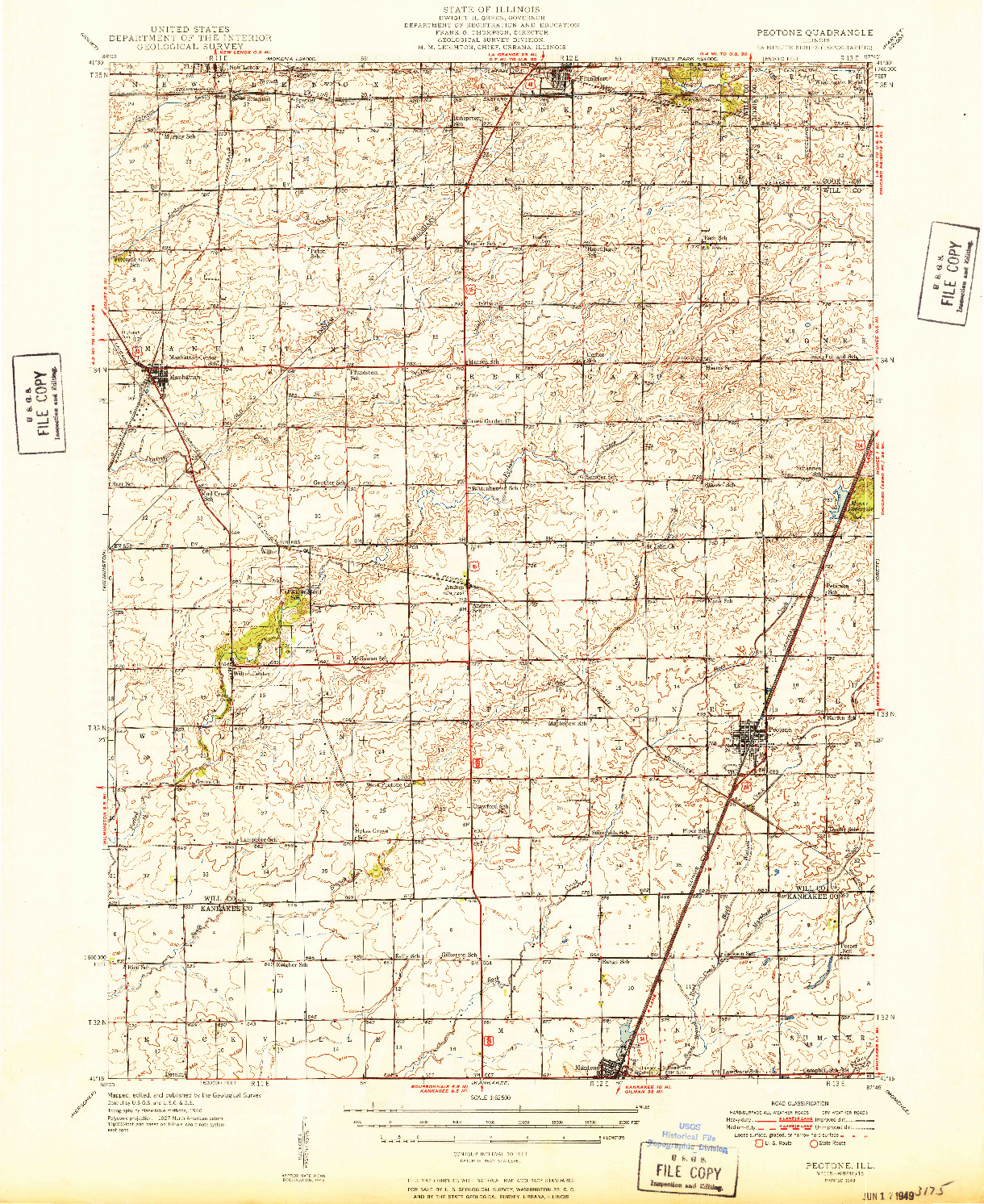 USGS 1:62500-SCALE QUADRANGLE FOR PEOTONE, IL 1949