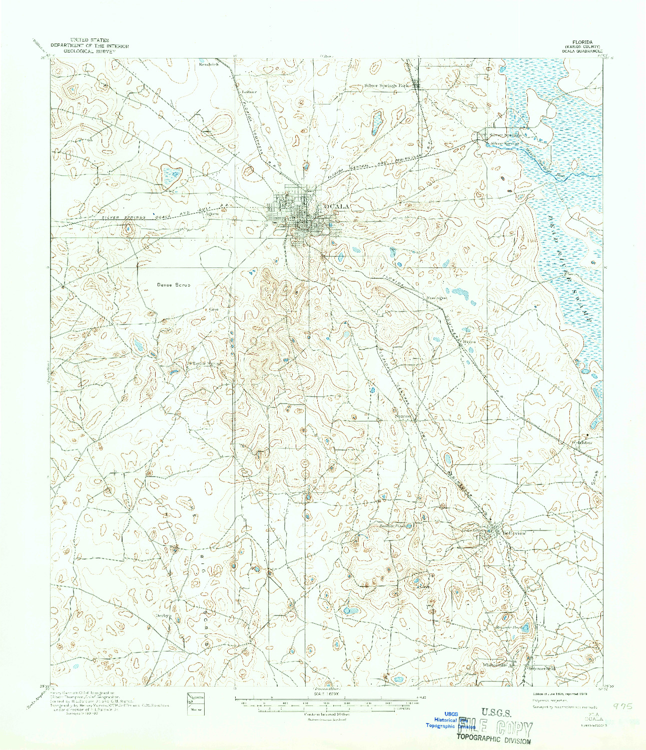 USGS 1:62500-SCALE QUADRANGLE FOR OCALA, FL 1895