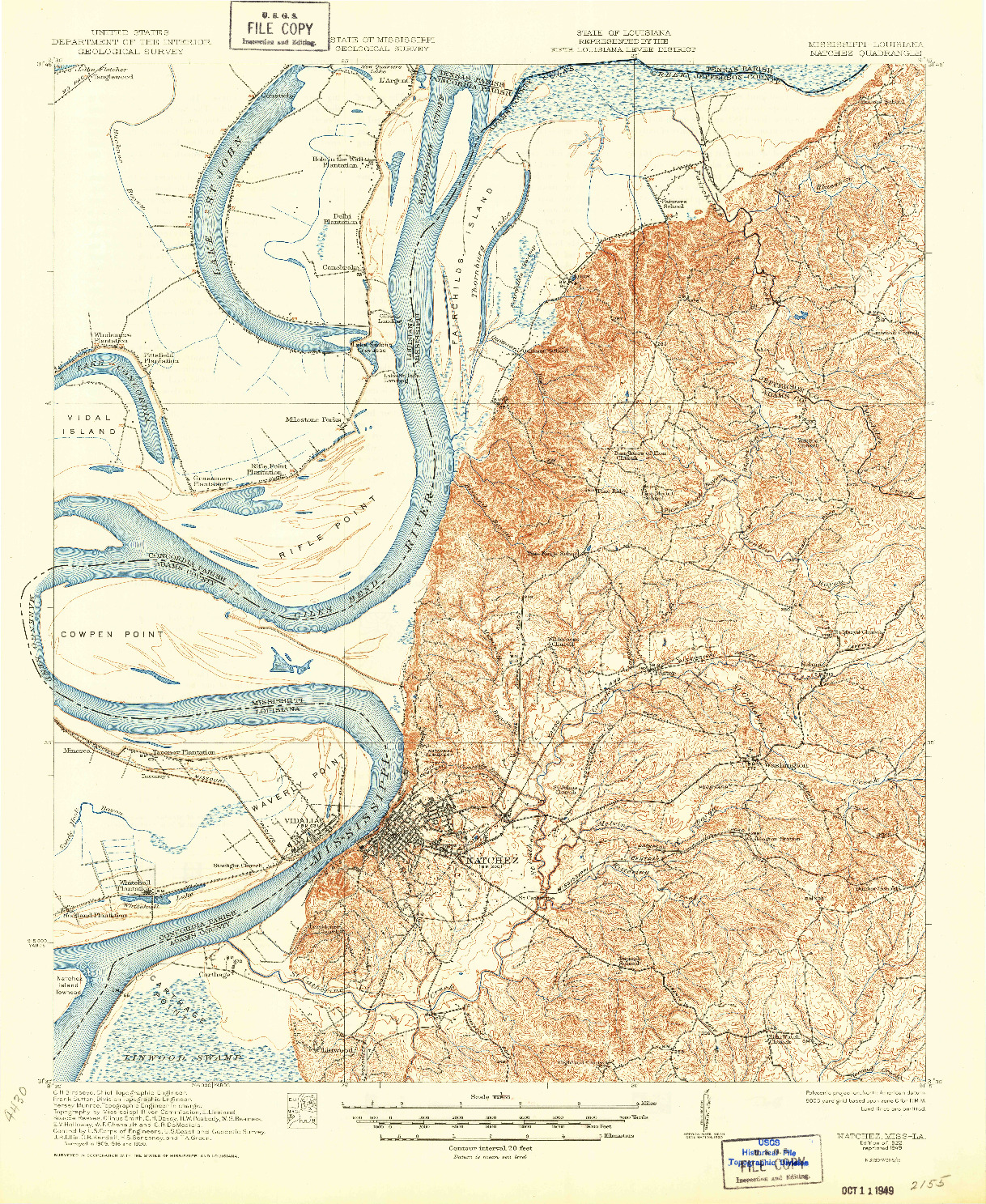 USGS 1:62500-SCALE QUADRANGLE FOR NATCHEZ, MS 1922