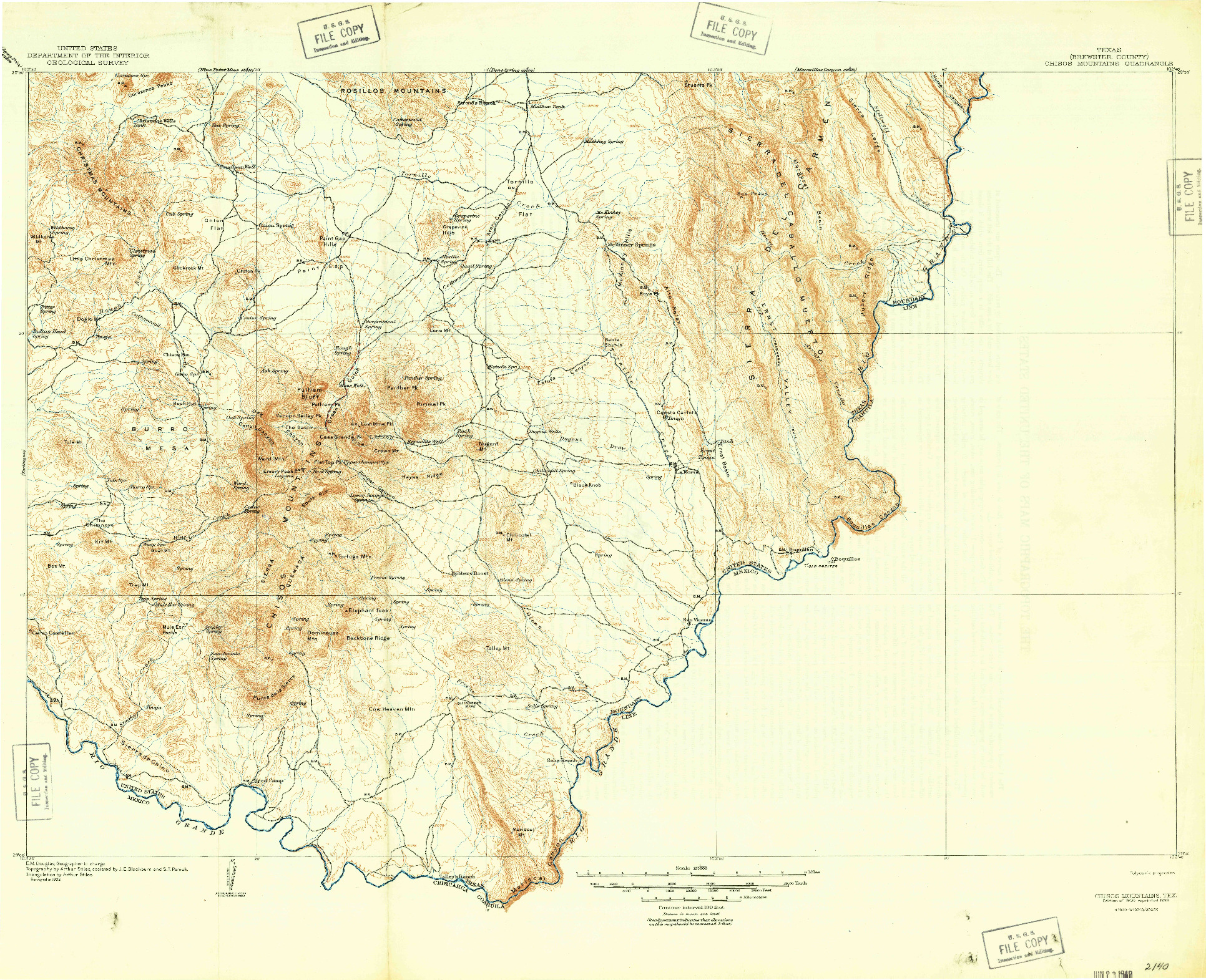 USGS 1:125000-SCALE QUADRANGLE FOR CHISOS MOUNTAINS, TX 1905