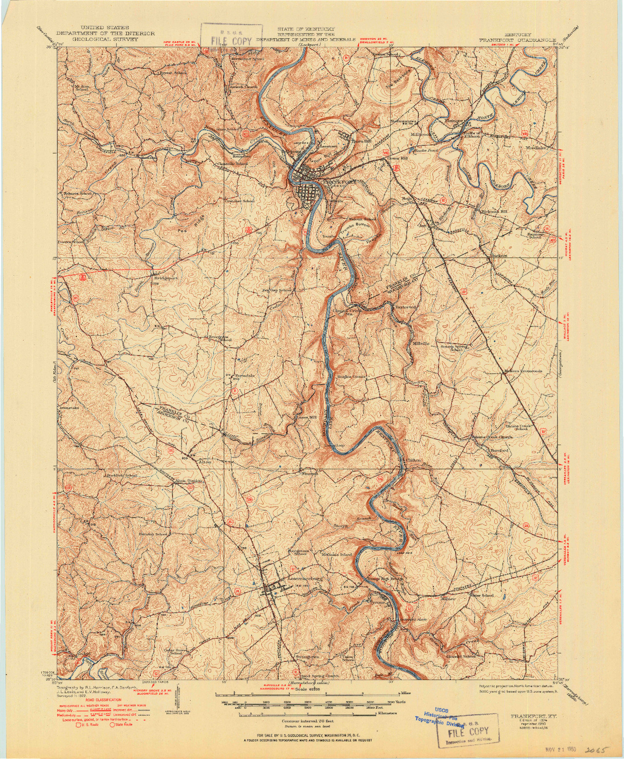 USGS 1:62500-SCALE QUADRANGLE FOR FRANKFORT, KY 1924