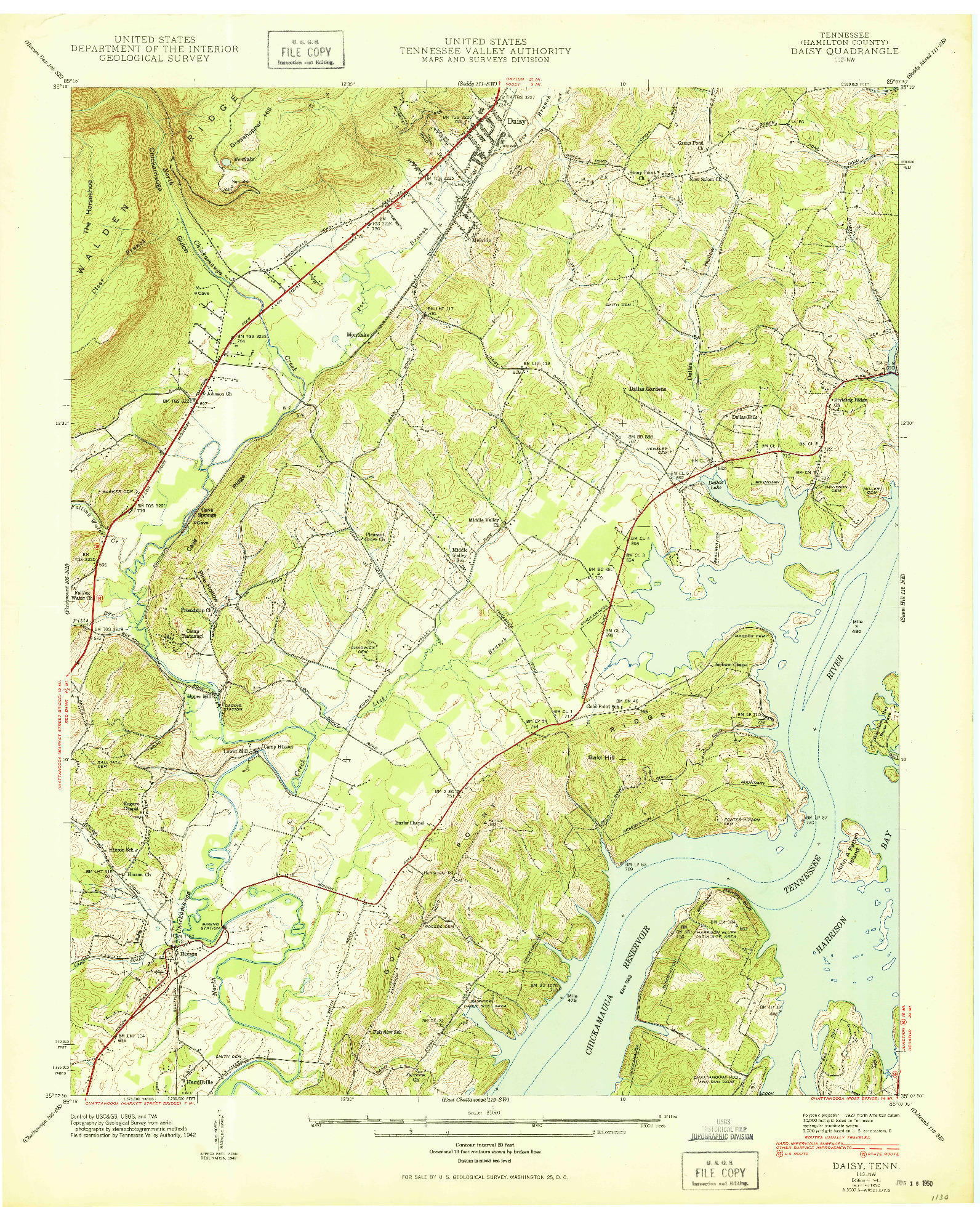 USGS 1:24000-SCALE QUADRANGLE FOR DAISY, TN 1943