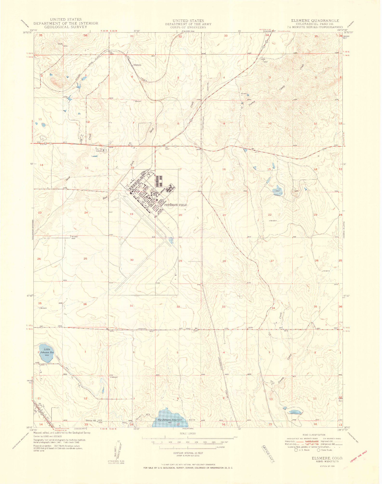 USGS 1:24000-SCALE QUADRANGLE FOR ELSMERE, CO 1950