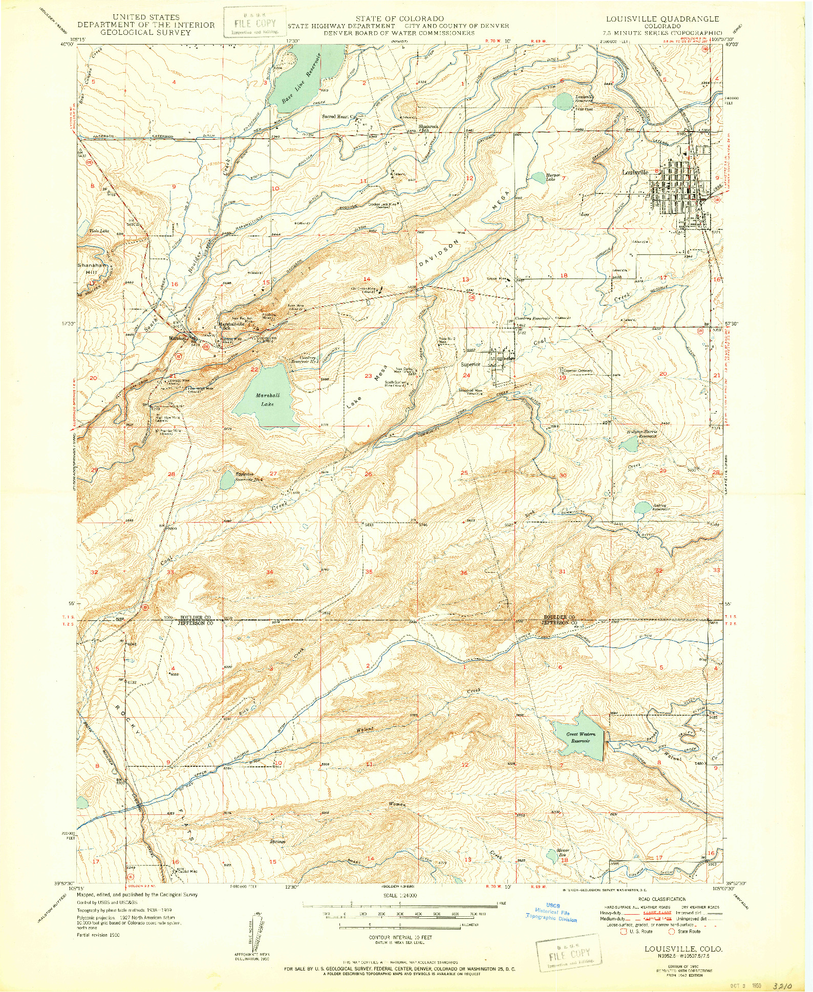 USGS 1:24000-SCALE QUADRANGLE FOR LOUISVILLE, CO 1942