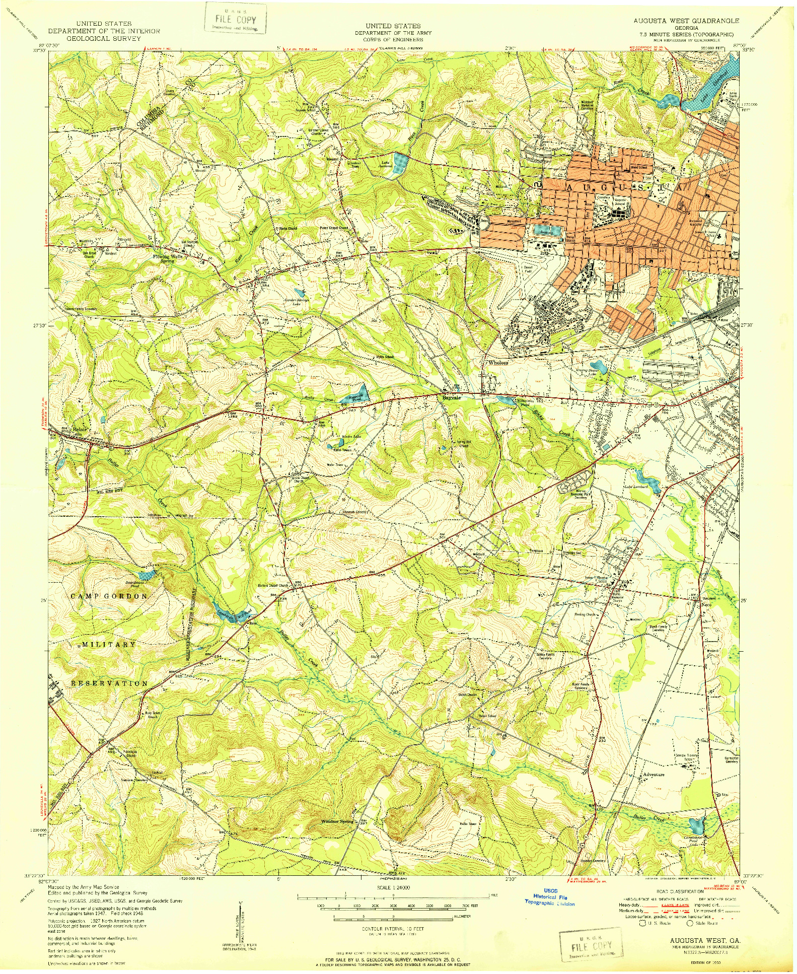 USGS 1:24000-SCALE QUADRANGLE FOR AUGUSTA WEST, GA 1950