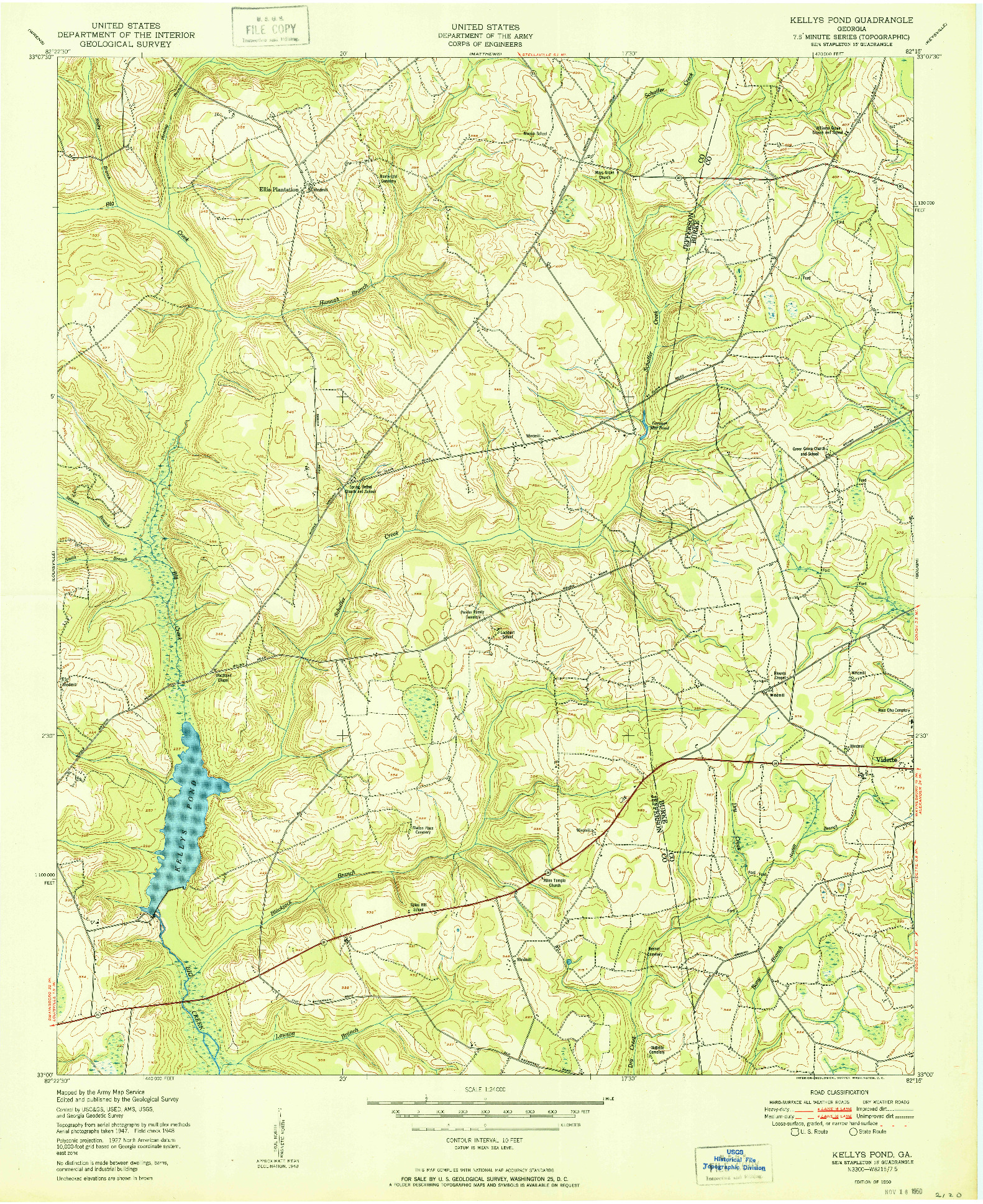 USGS 1:24000-SCALE QUADRANGLE FOR KELLYS POND, GA 1950