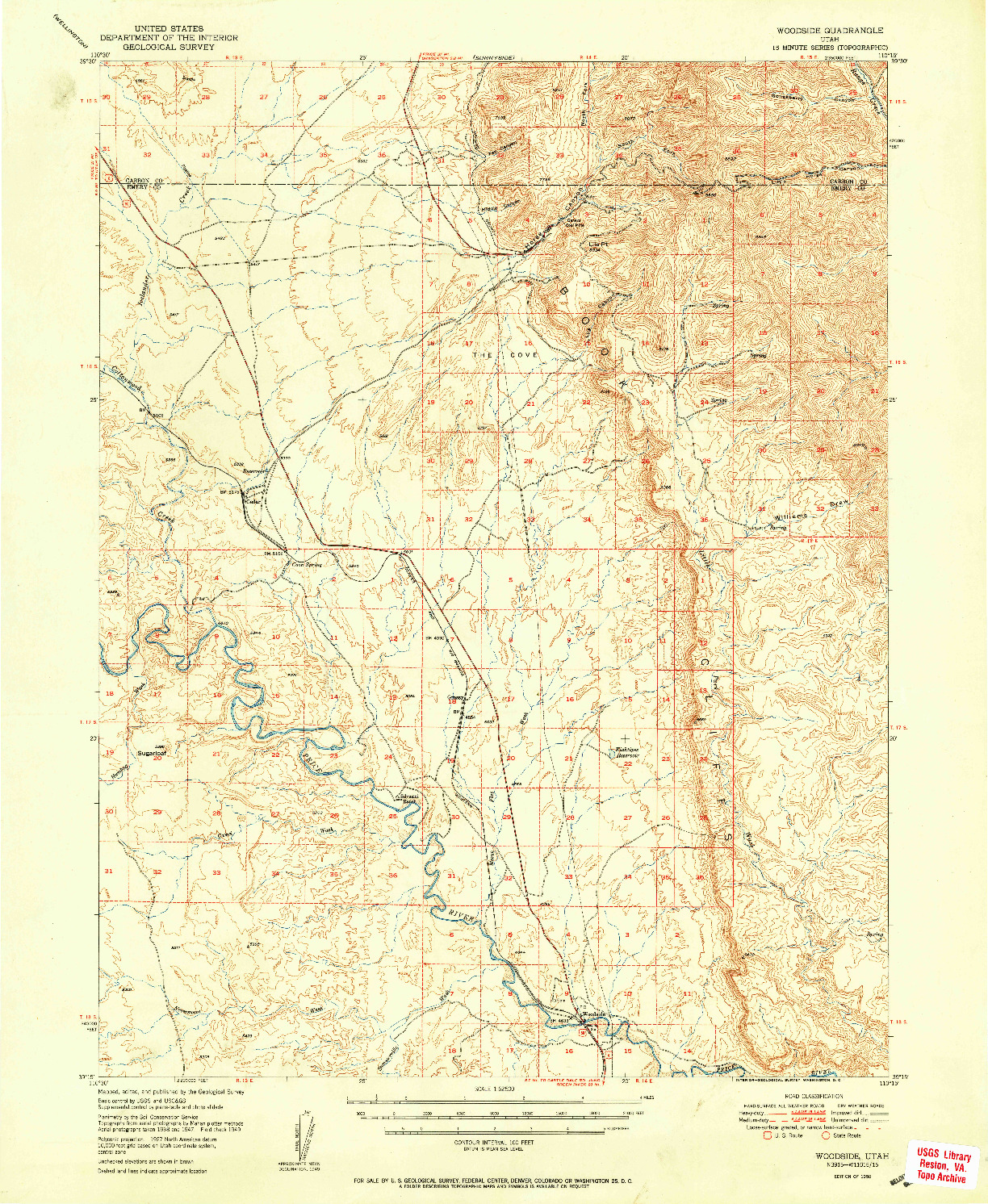 USGS 1:62500-SCALE QUADRANGLE FOR WOODSIDE, UT 1950