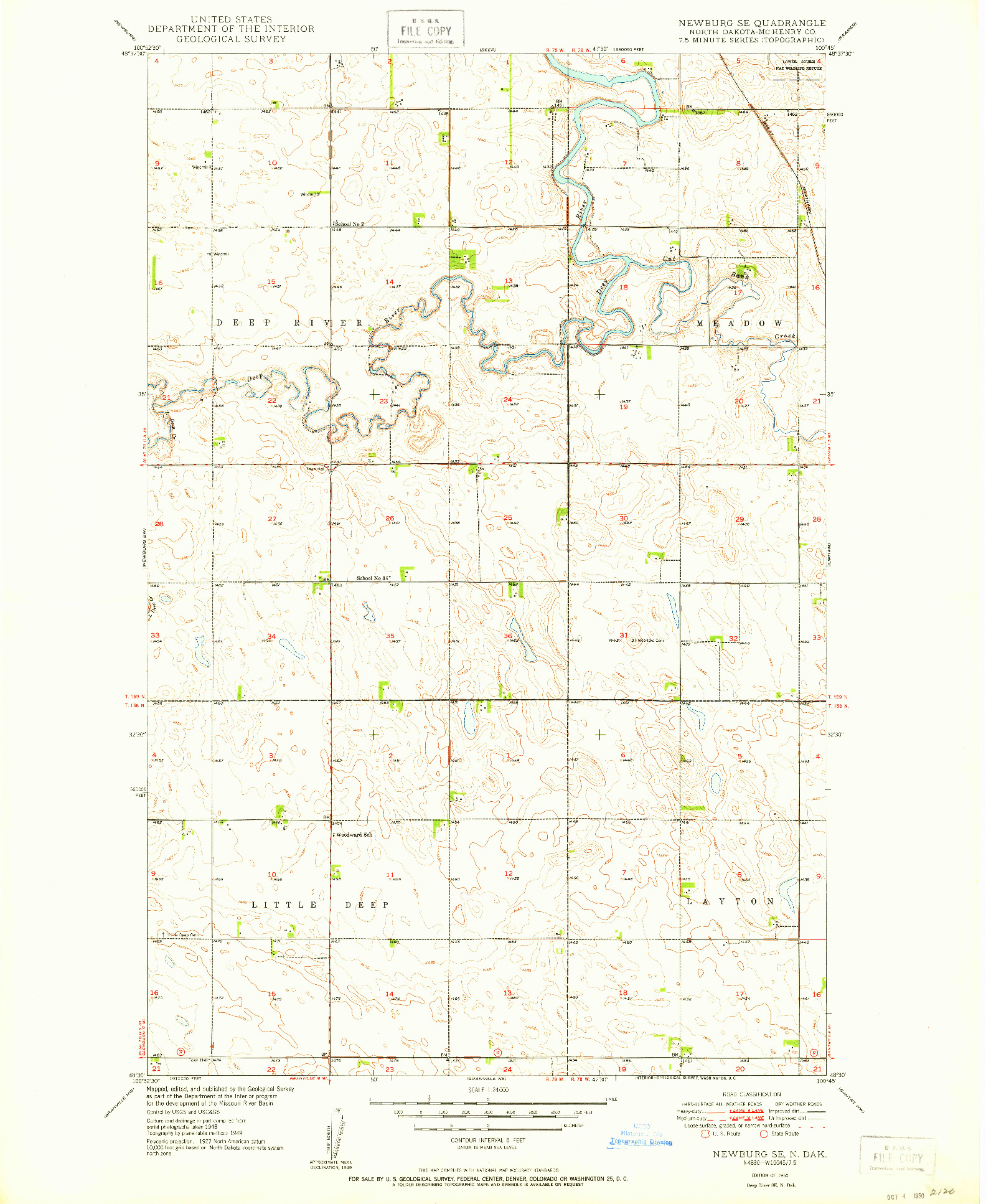 USGS 1:24000-SCALE QUADRANGLE FOR NEWBURG SE, ND 1950