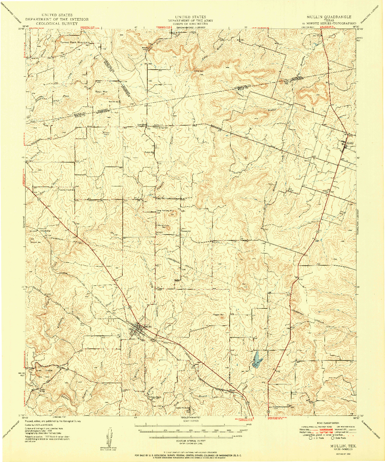 USGS 1:62500-SCALE QUADRANGLE FOR MULLIN, TX 1950