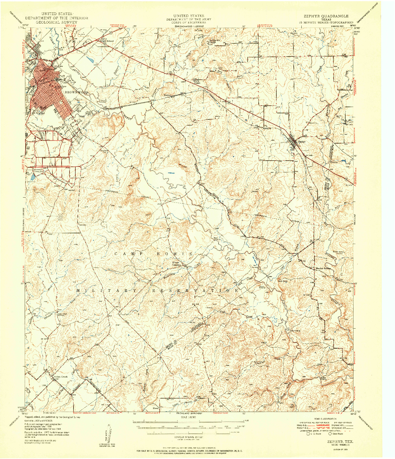 USGS 1:62500-SCALE QUADRANGLE FOR ZEPHYR, TX 1950