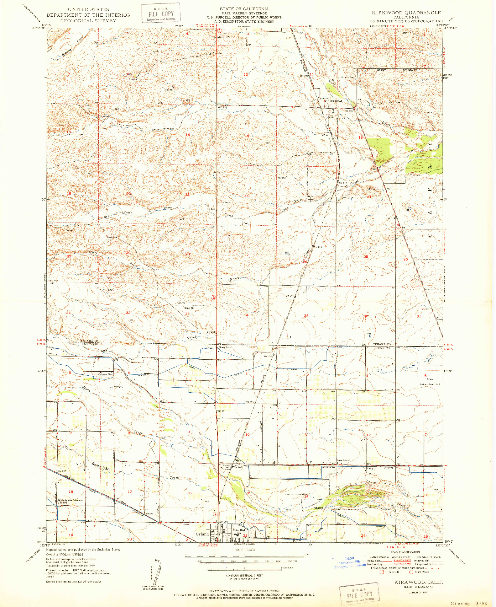 USGS 1:24000-SCALE QUADRANGLE FOR KIRKWOOD, CA 1950