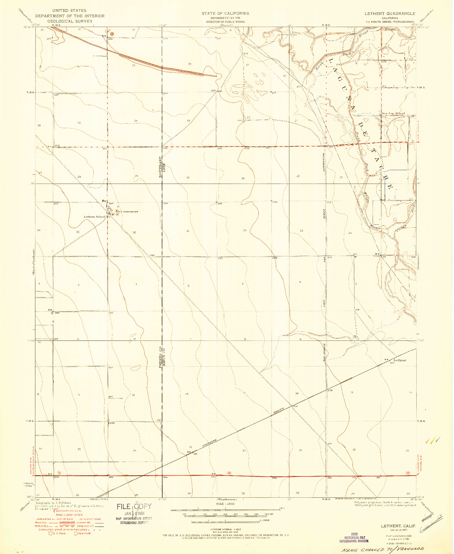 USGS 1:24000-SCALE QUADRANGLE FOR LETHENT, CA 1950