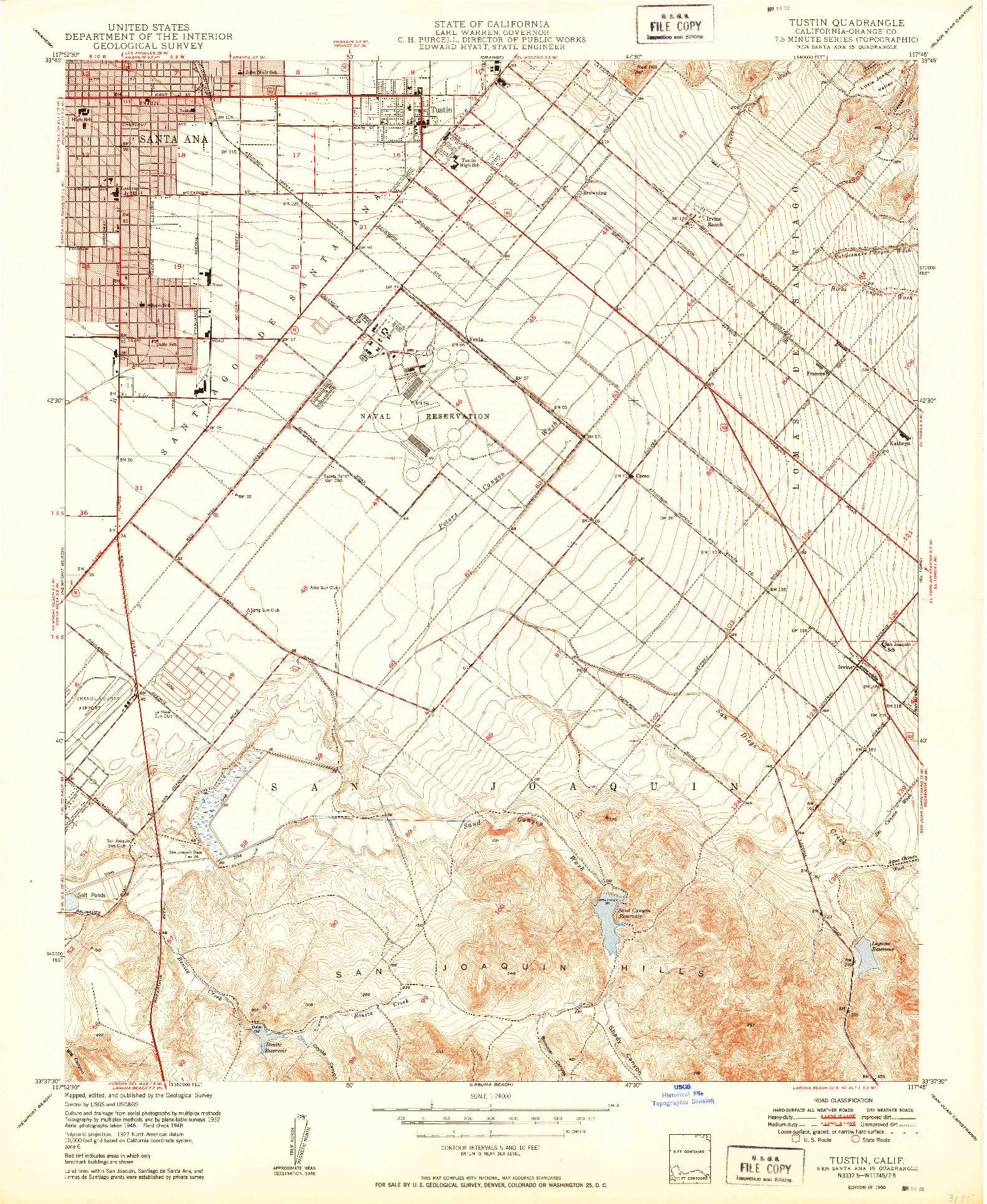 USGS 1:24000-SCALE QUADRANGLE FOR TUSTIN, CA 1950