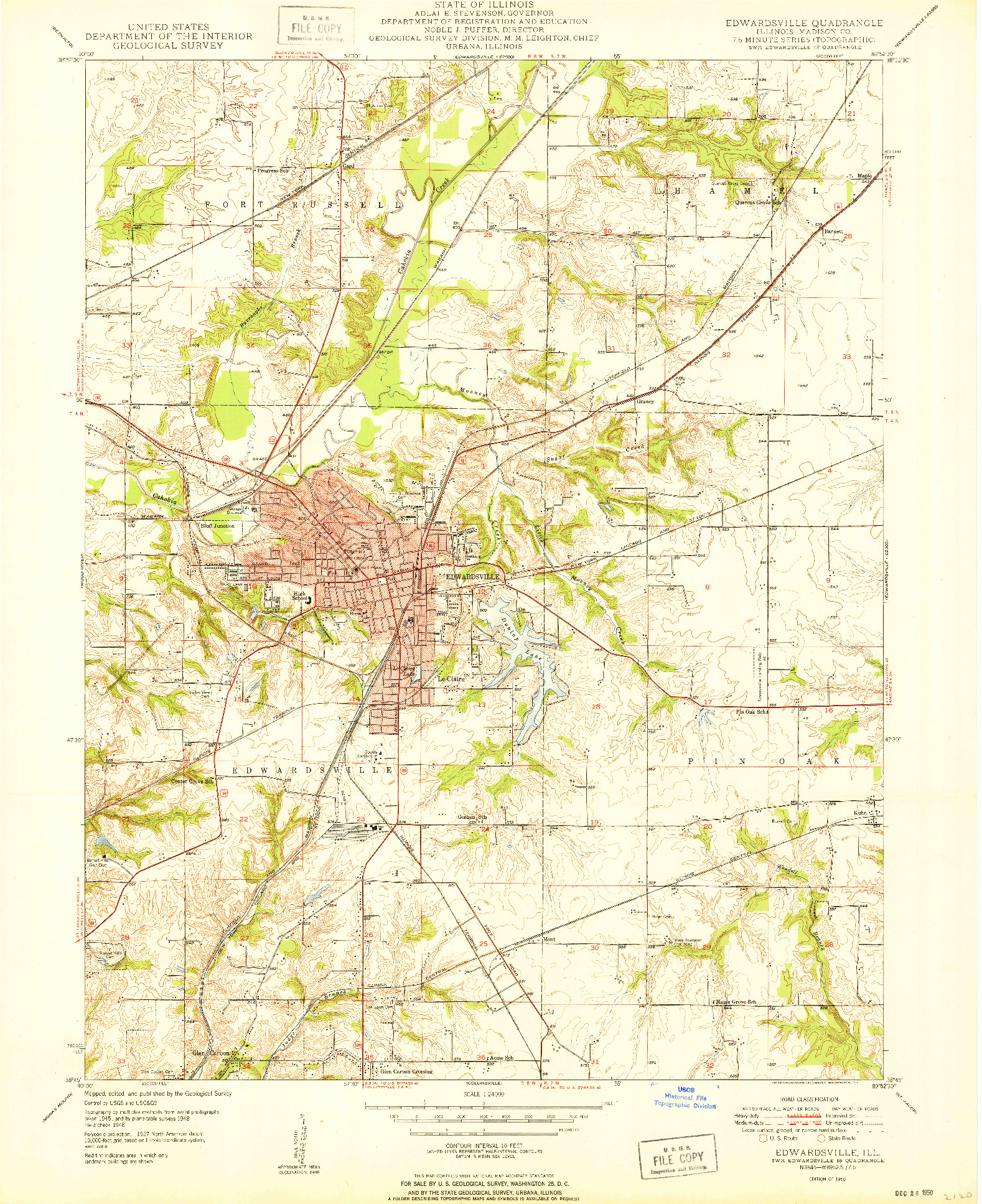 USGS 1:24000-SCALE QUADRANGLE FOR EDWARDSVILLE, IL 1950