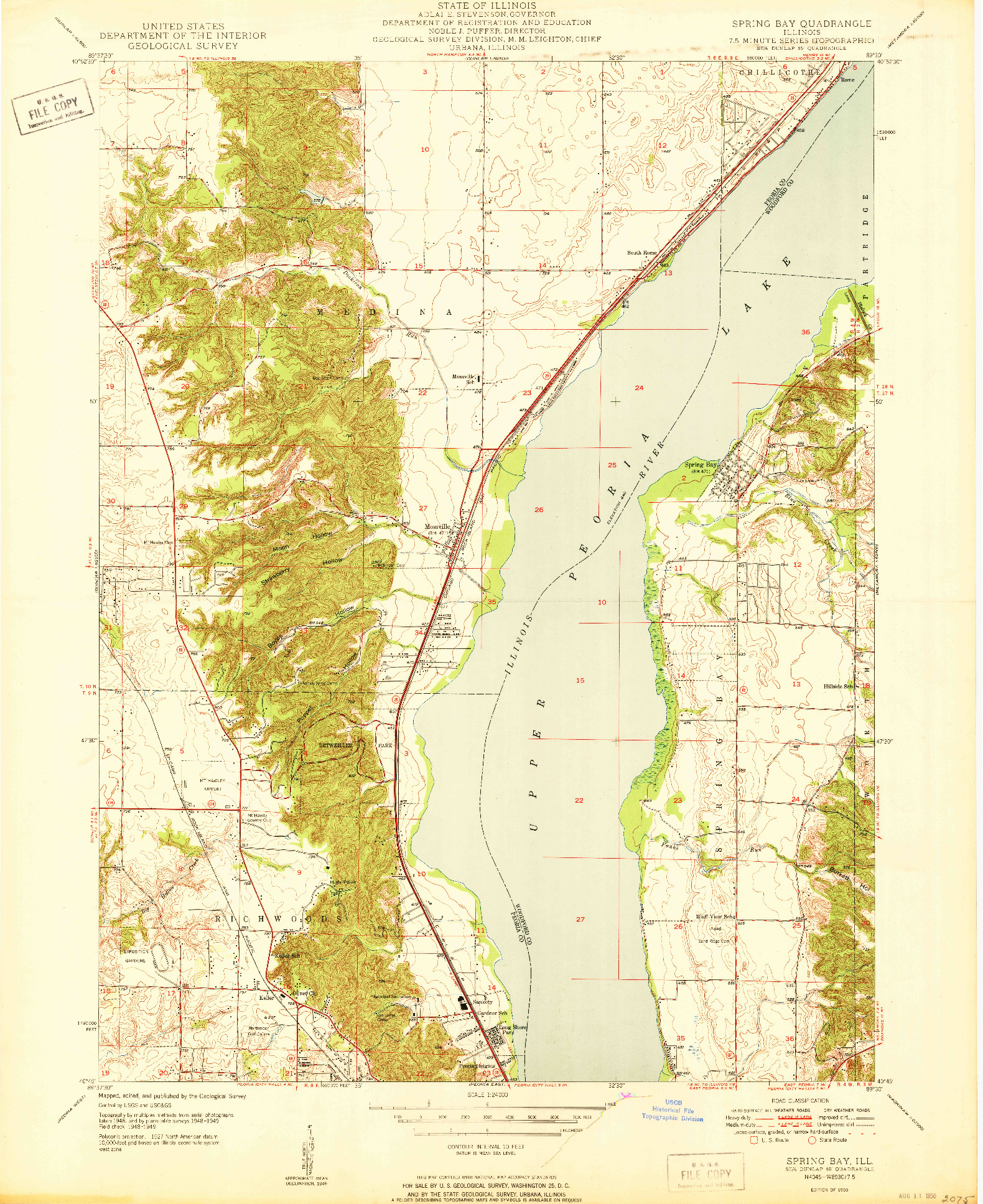 USGS 1:24000-SCALE QUADRANGLE FOR SPRING BAY, IL 1950