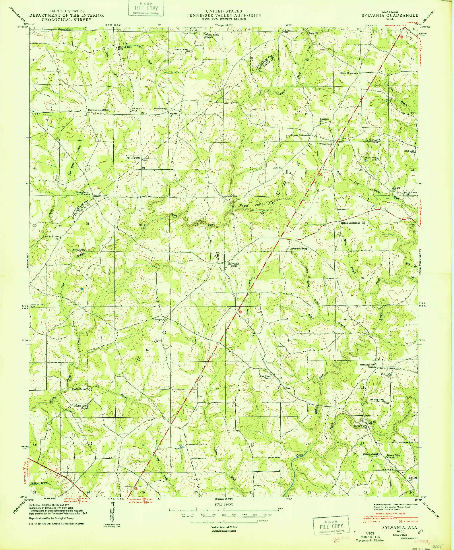 USGS 1:24000-SCALE QUADRANGLE FOR SYLVANIA, AL 1950