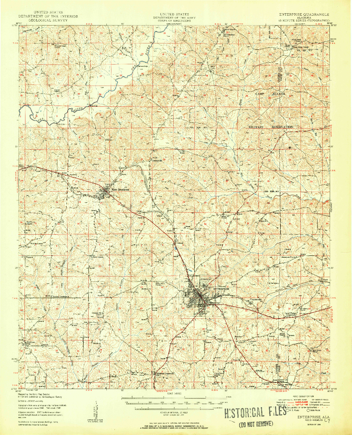 USGS 1:62500-SCALE QUADRANGLE FOR ENTERPRISE, AL 1950