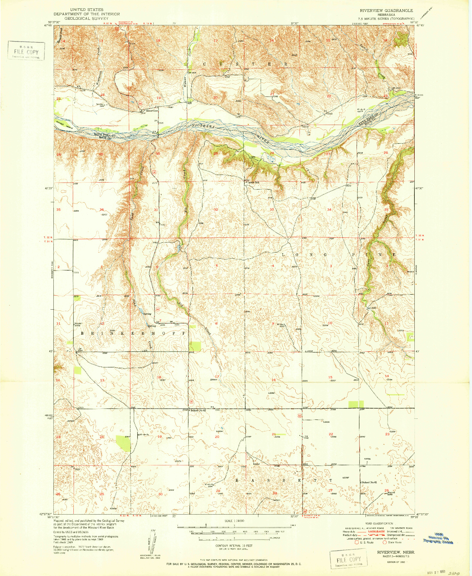 USGS 1:24000-SCALE QUADRANGLE FOR RIVERVIEW, NE 1950