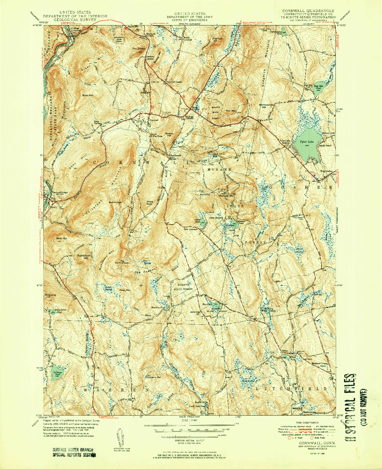 USGS 1:31680-SCALE QUADRANGLE FOR CORNWALL, CT 1950