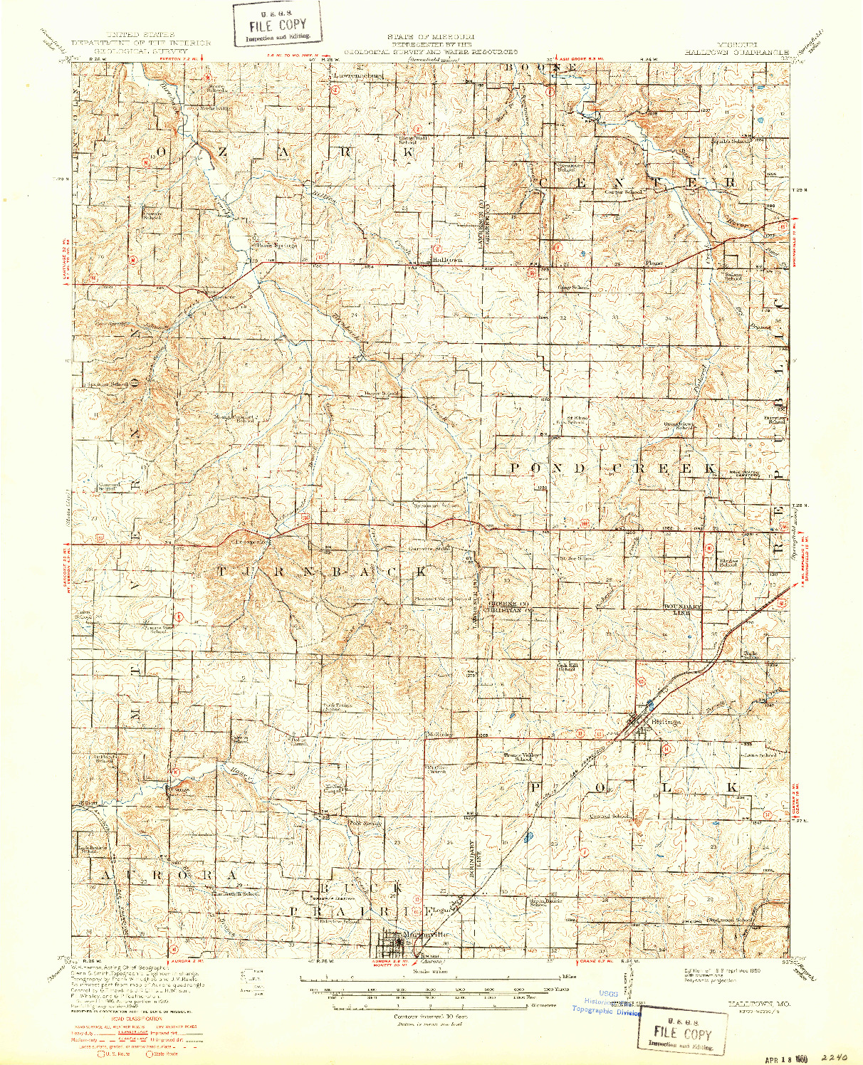 USGS 1:62500-SCALE QUADRANGLE FOR HALLTOWN, MO 1919