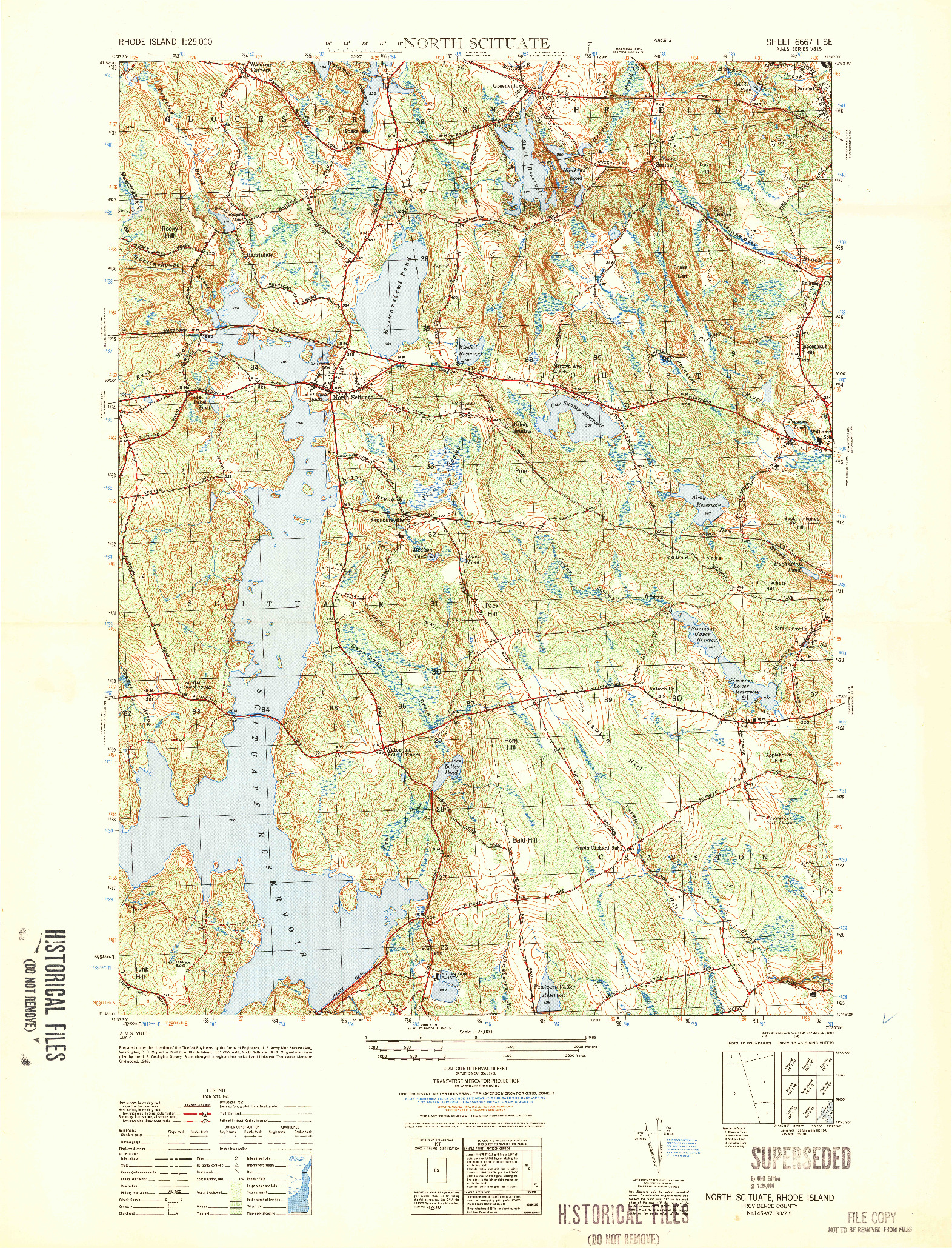 USGS 1:25000-SCALE QUADRANGLE FOR NORTH SCITUATE, RI 1950