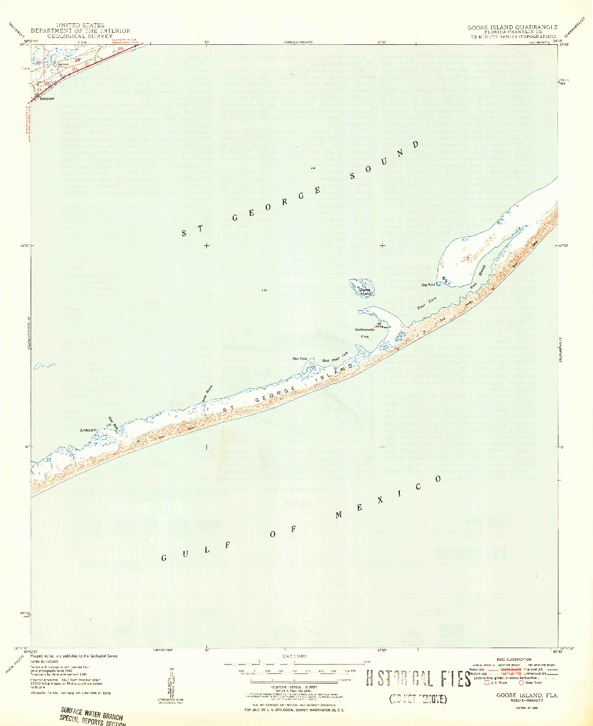 USGS 1:31680-SCALE QUADRANGLE FOR GOOSE ISLAND, FL 1950