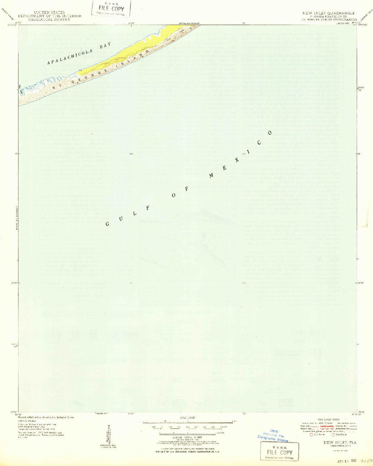 USGS 1:31680-SCALE QUADRANGLE FOR NEW INLET, FL 1950