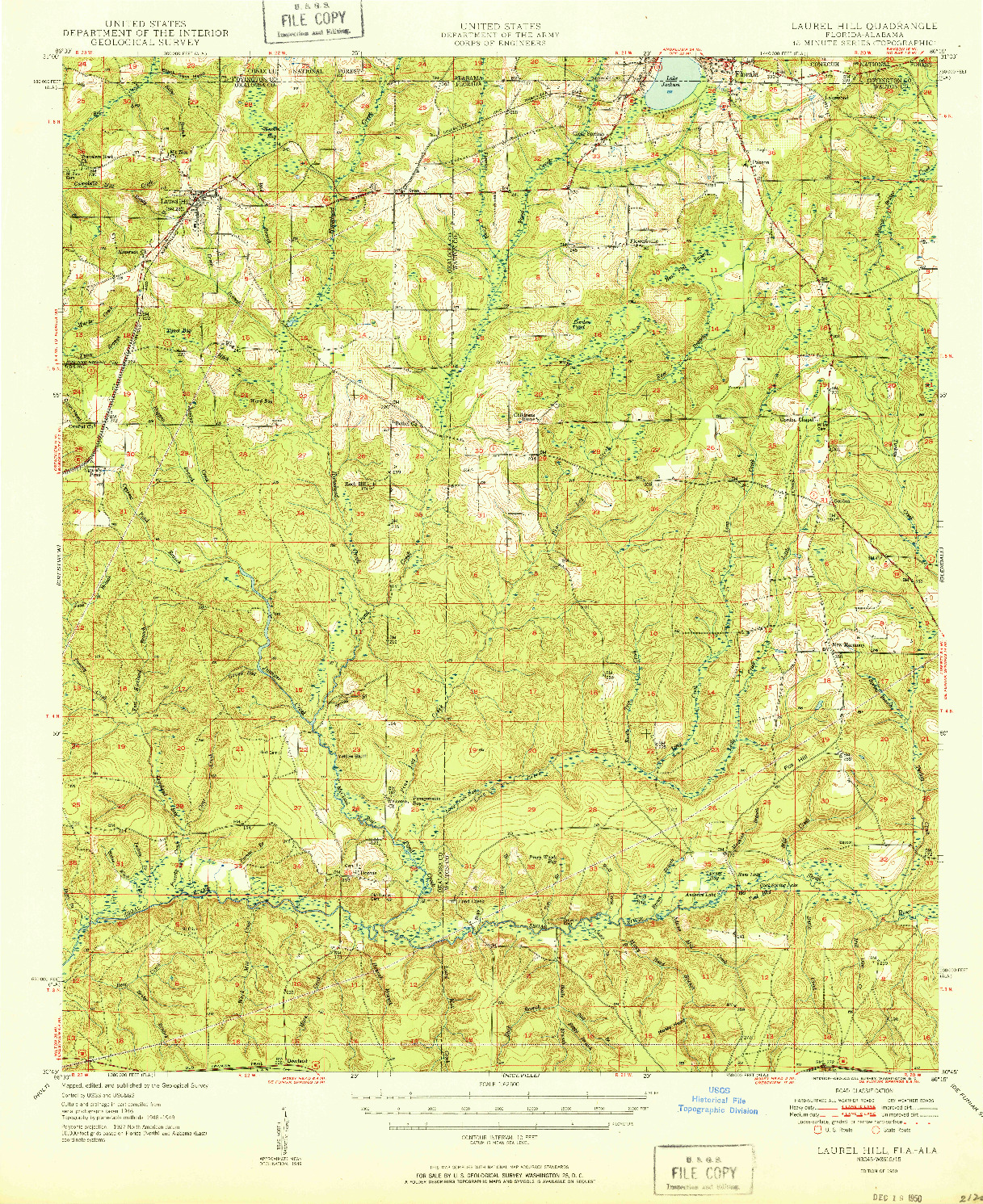 USGS 1:62500-SCALE QUADRANGLE FOR LAUREL HILL, FL 1950