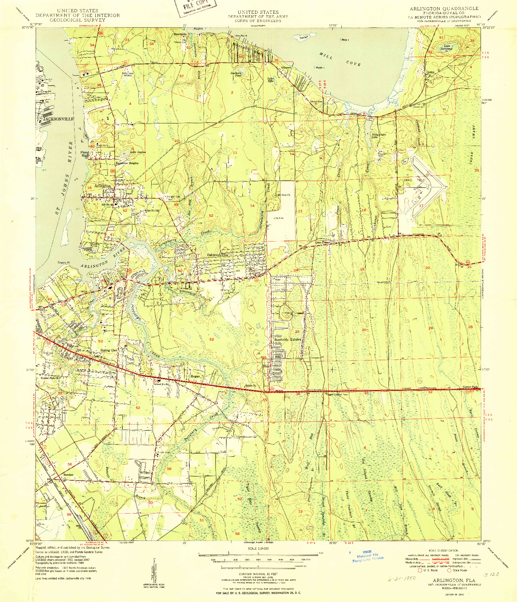 USGS 1:24000-SCALE QUADRANGLE FOR ARLINGTON, FL 1950