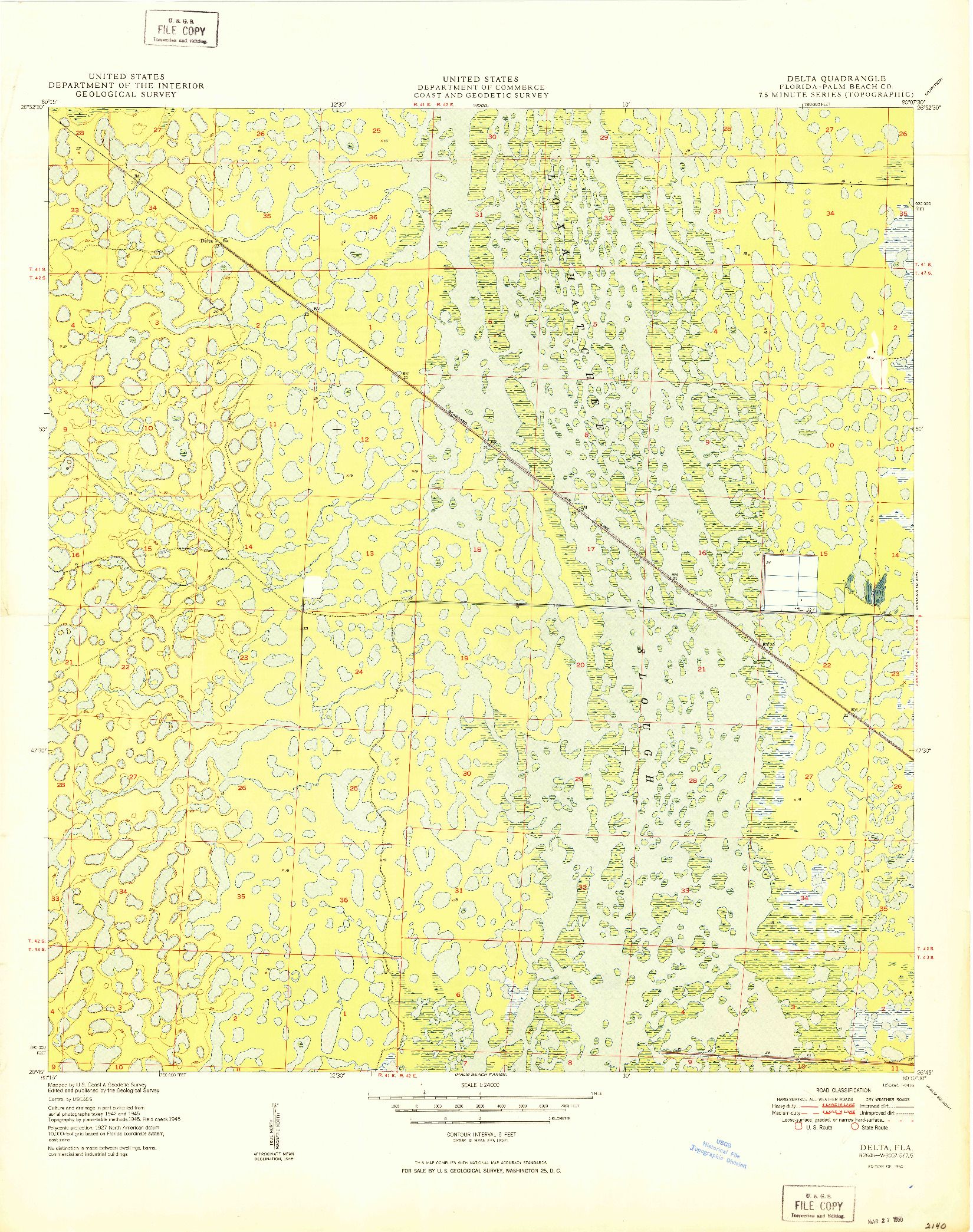 USGS 1:24000-SCALE QUADRANGLE FOR DELTA, FL 1950