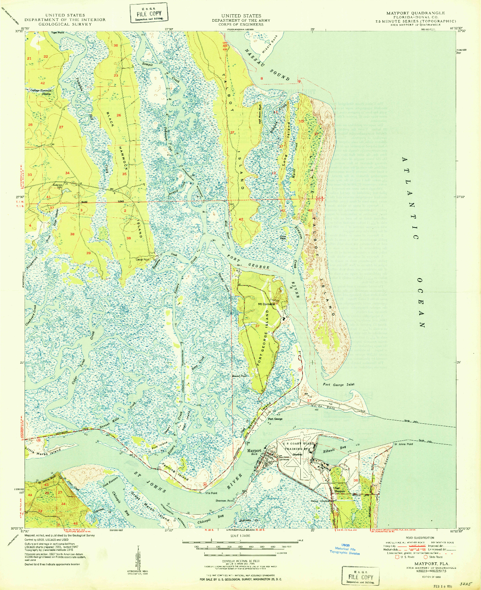 USGS 1:24000-SCALE QUADRANGLE FOR MAYPORT, FL 1950
