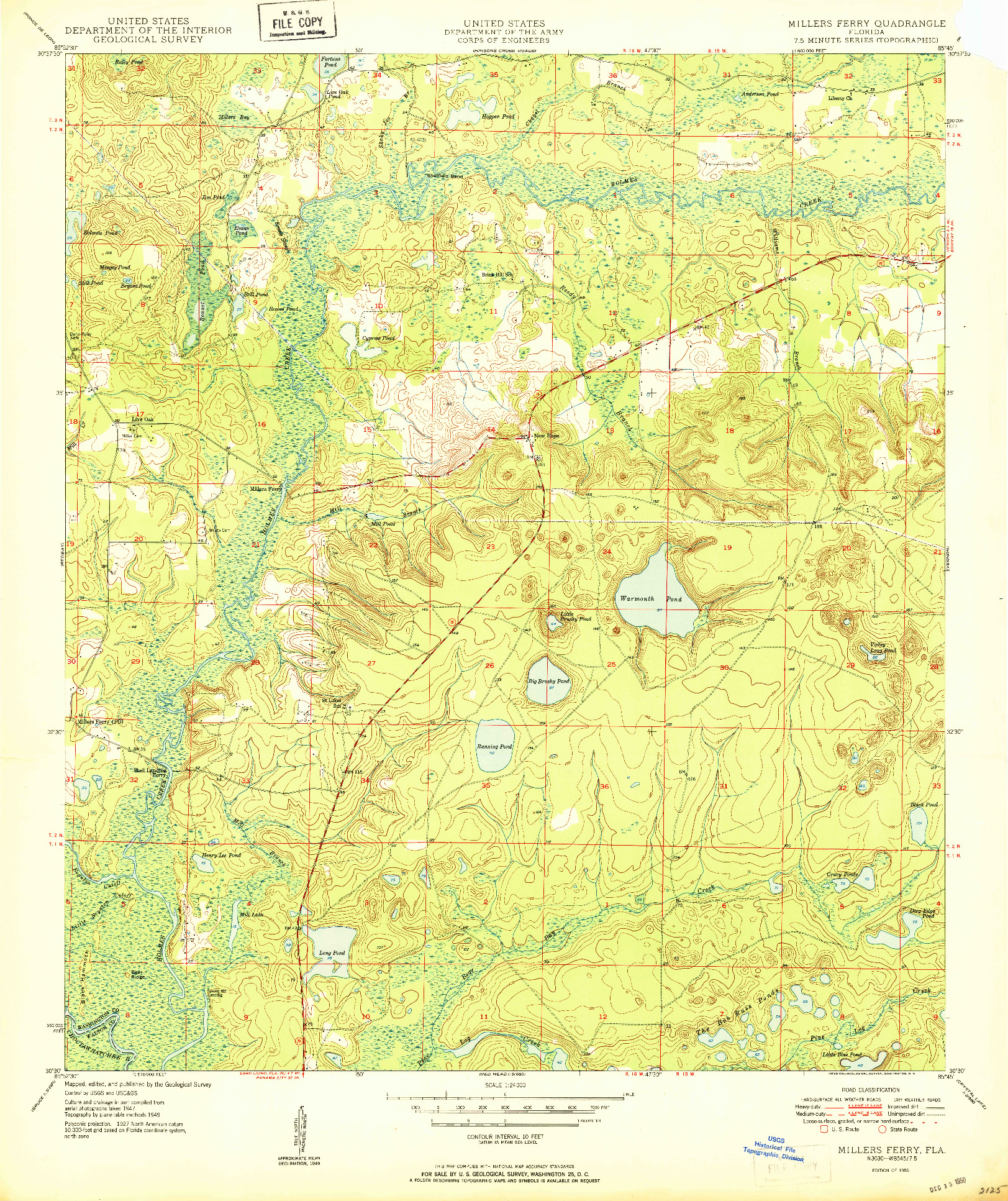 USGS 1:24000-SCALE QUADRANGLE FOR MILLERS FERRY, FL 1950