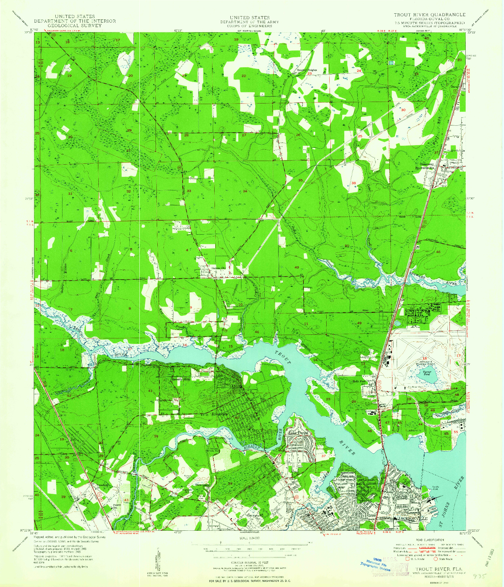 USGS 1:24000-SCALE QUADRANGLE FOR TROUT RIVER, FL 1950