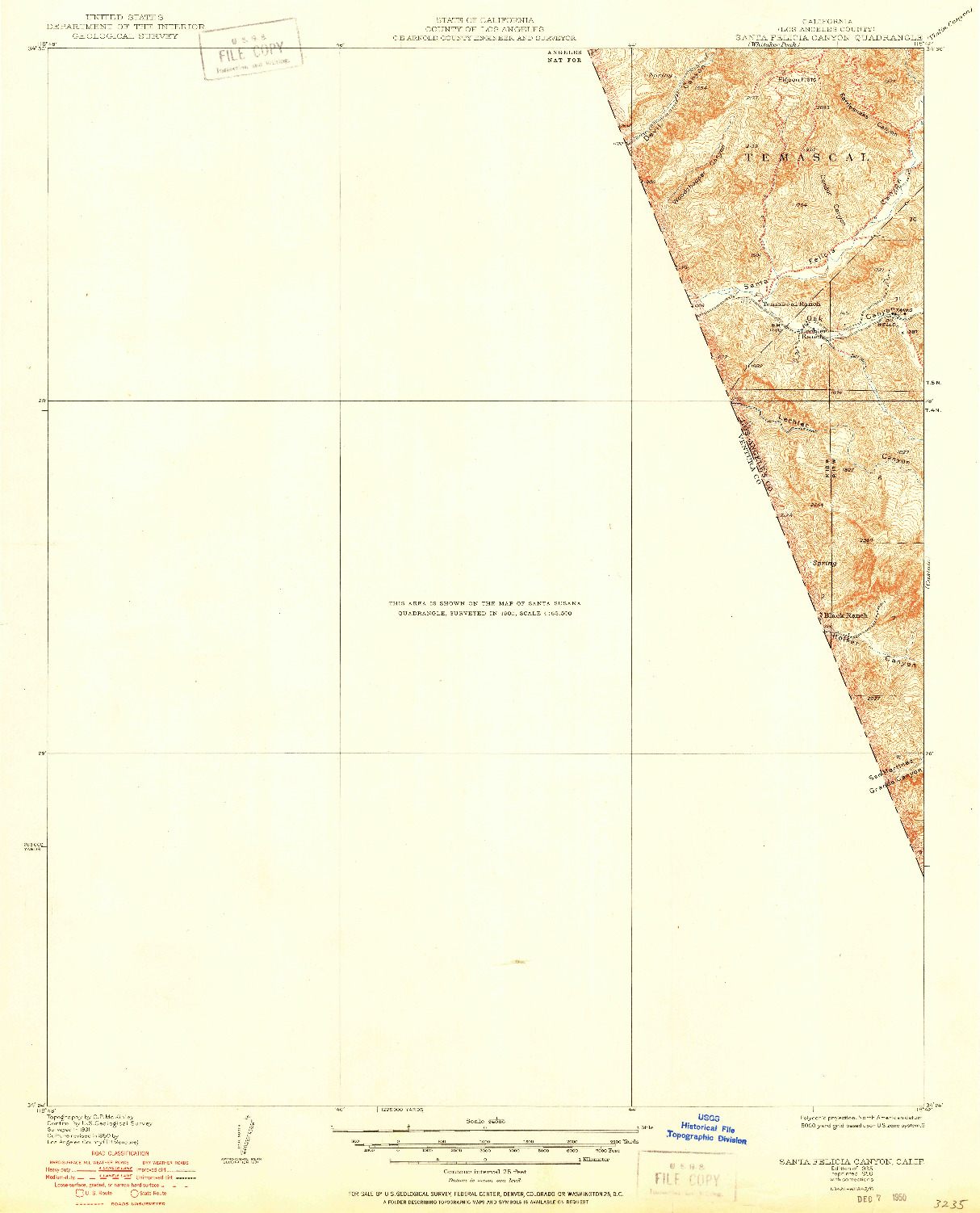 USGS 1:24000-SCALE QUADRANGLE FOR SANTA FELICIA CANYON, CA 1935