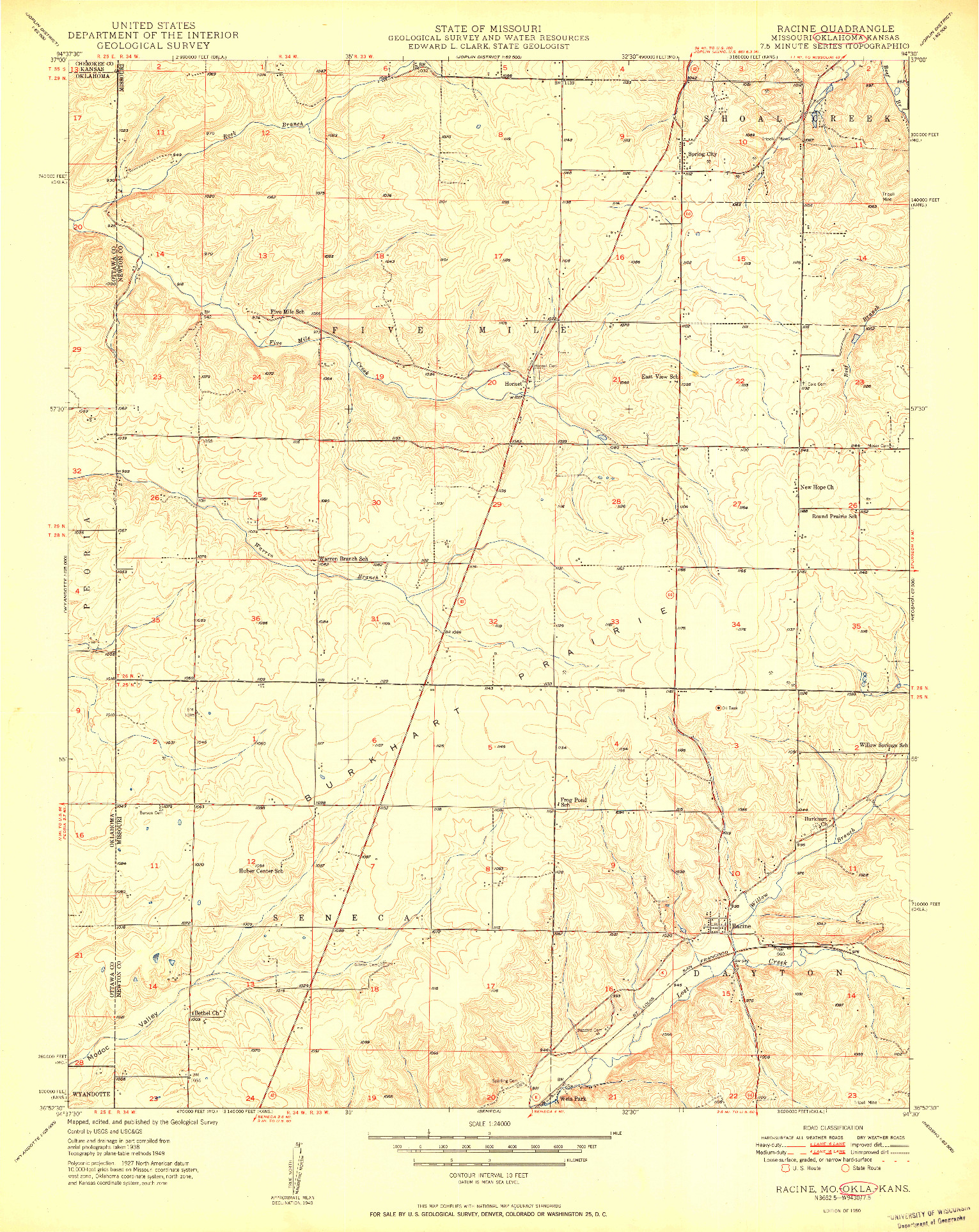 USGS 1:24000-SCALE QUADRANGLE FOR RACINE, MO 1950
