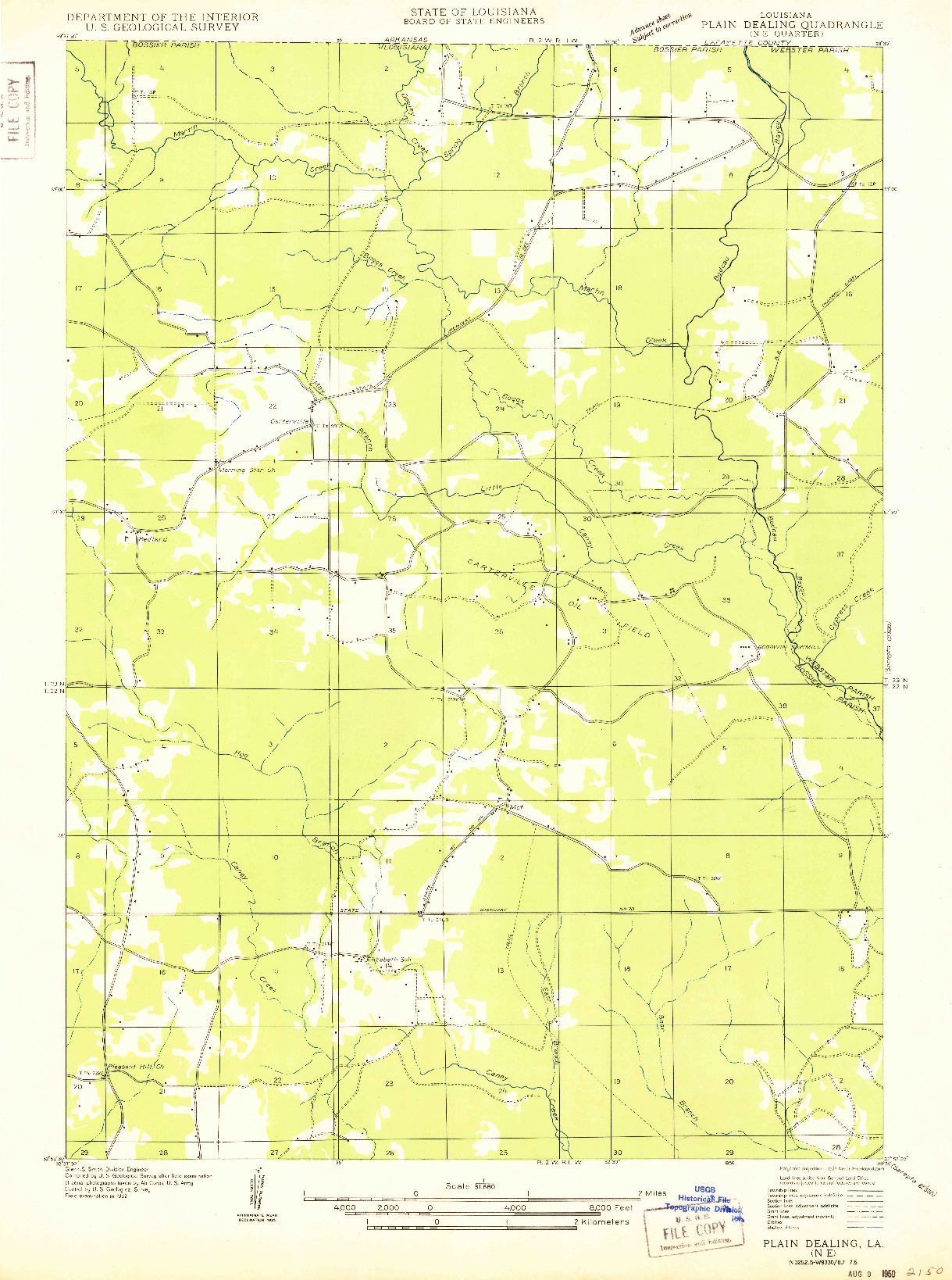 USGS 1:31680-SCALE QUADRANGLE FOR PLAIN DEALING NE, LA 1950