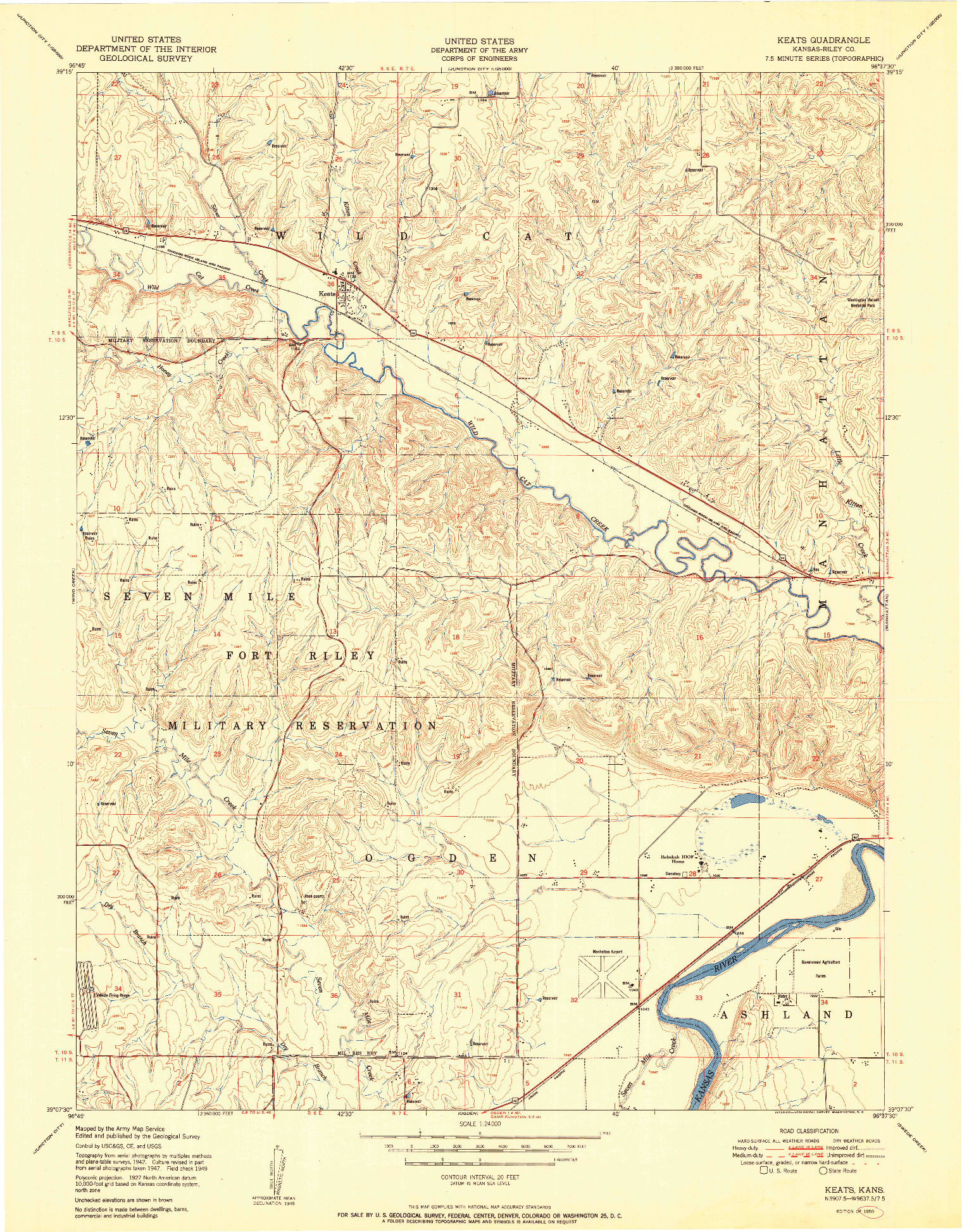 USGS 1:24000-SCALE QUADRANGLE FOR KEATS, KS 1950