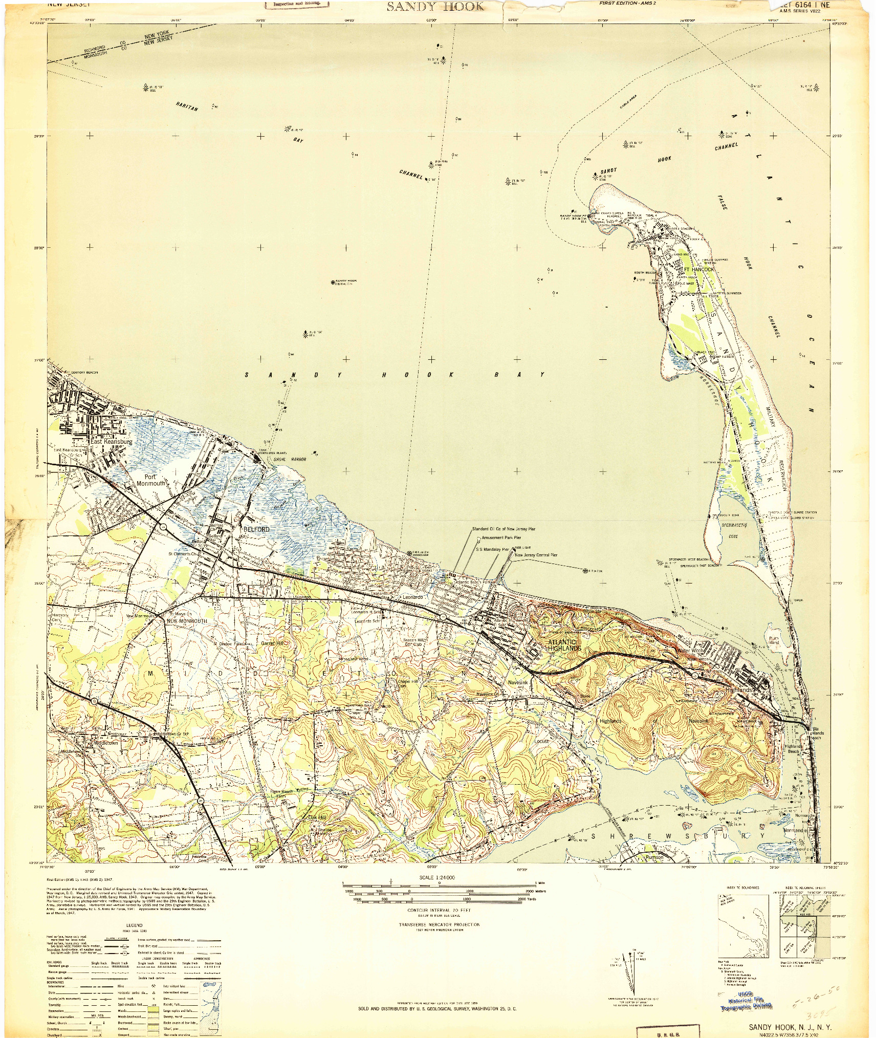 USGS 1:24000-SCALE QUADRANGLE FOR SANDY HOOK, NJ 1947