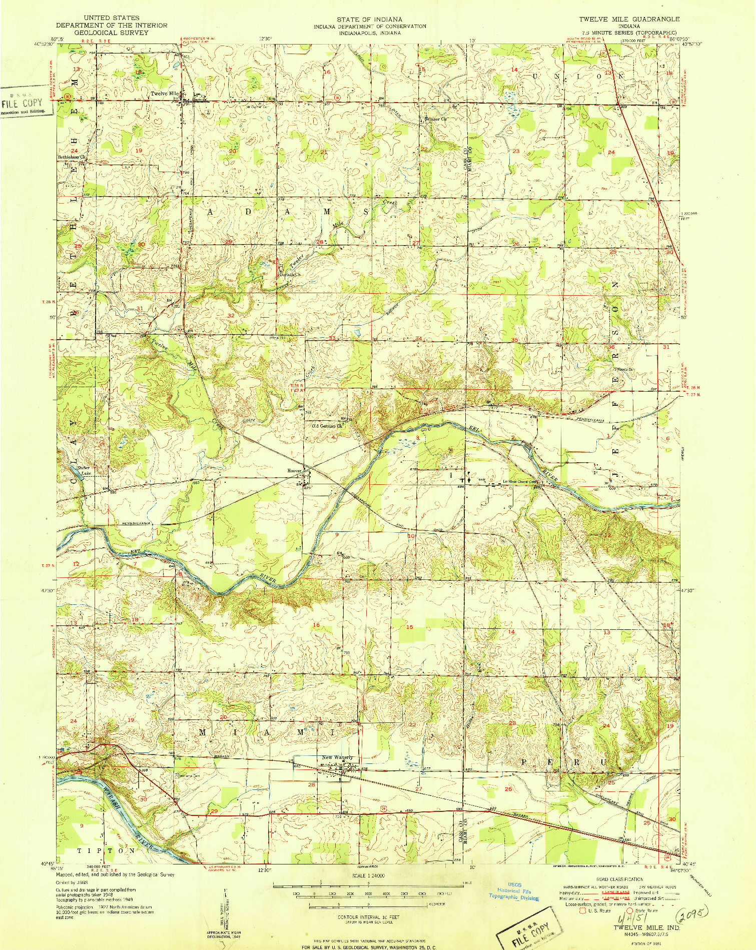 USGS 1:24000-SCALE QUADRANGLE FOR TWELVE MILE, IN 1951