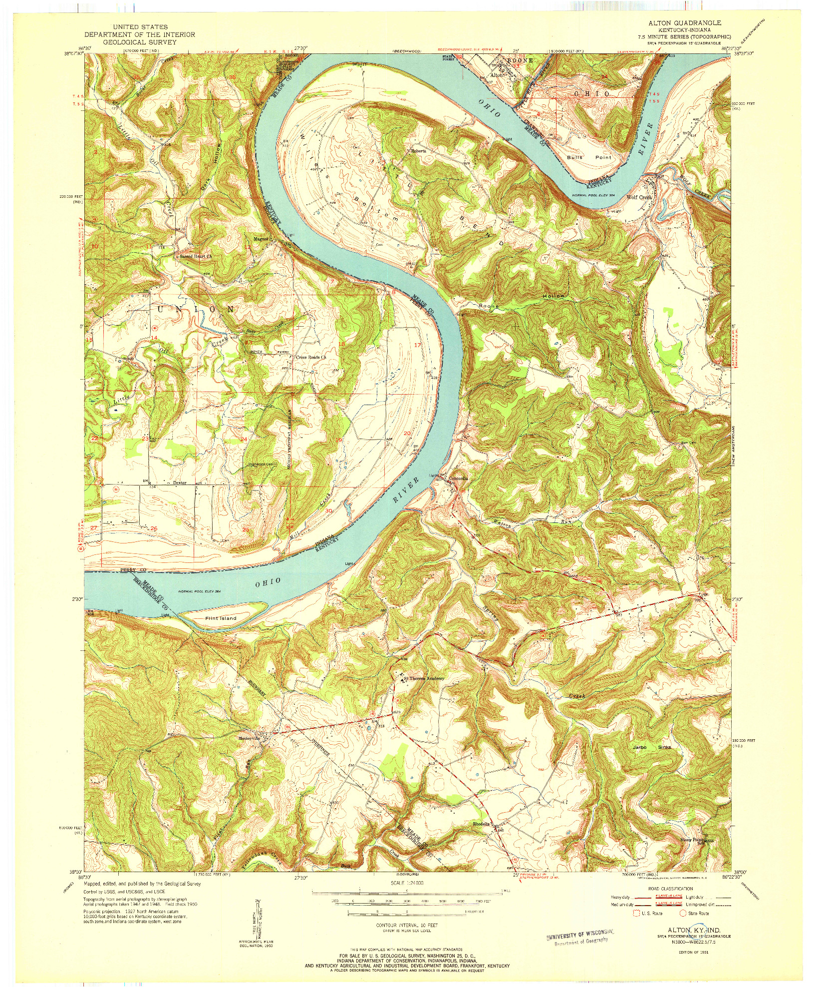 USGS 1:24000-SCALE QUADRANGLE FOR ALTON, KY 1951