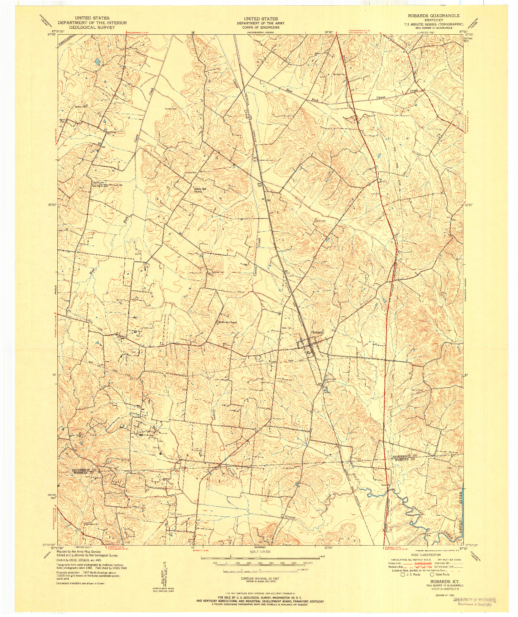 USGS 1:24000-SCALE QUADRANGLE FOR ROBARDS, KY 1951