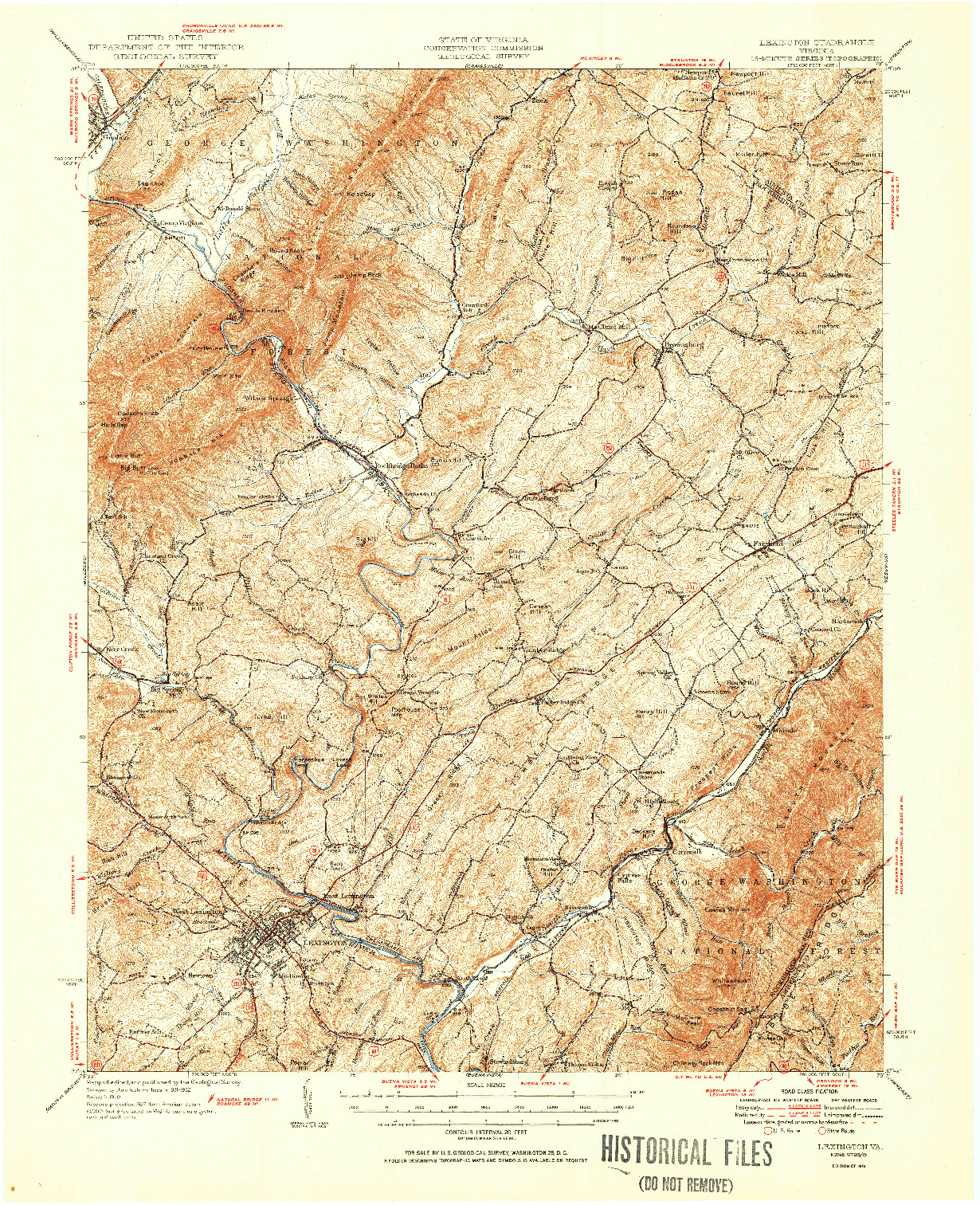 USGS 1:62500-SCALE QUADRANGLE FOR LEXINGTON, VA 1951