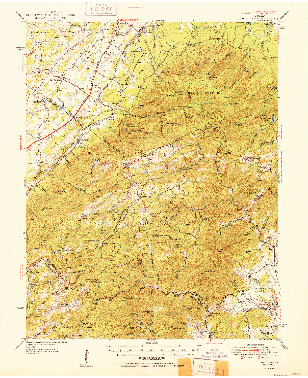 USGS 1:62500-SCALE QUADRANGLE FOR VESUVIUS, VA 1951