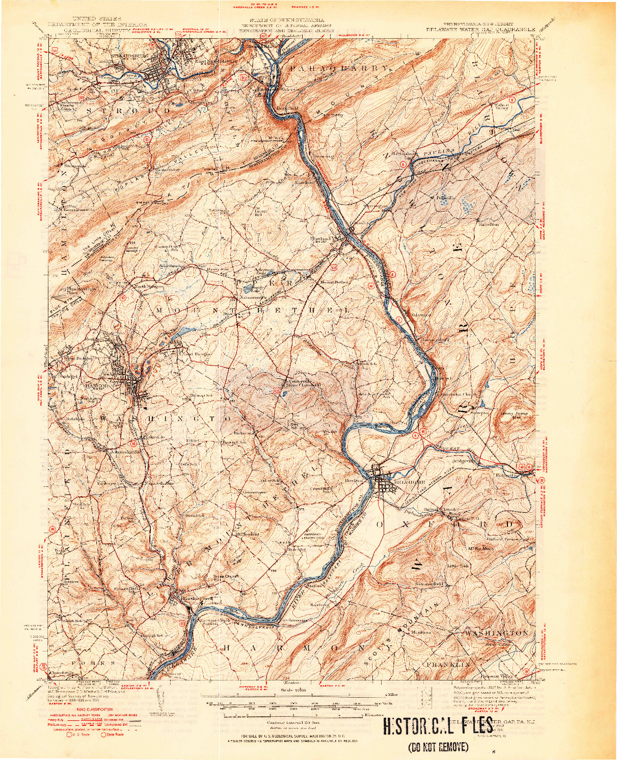 USGS 1:62500-SCALE QUADRANGLE FOR DELAWARE WATER GAP, PA 1942