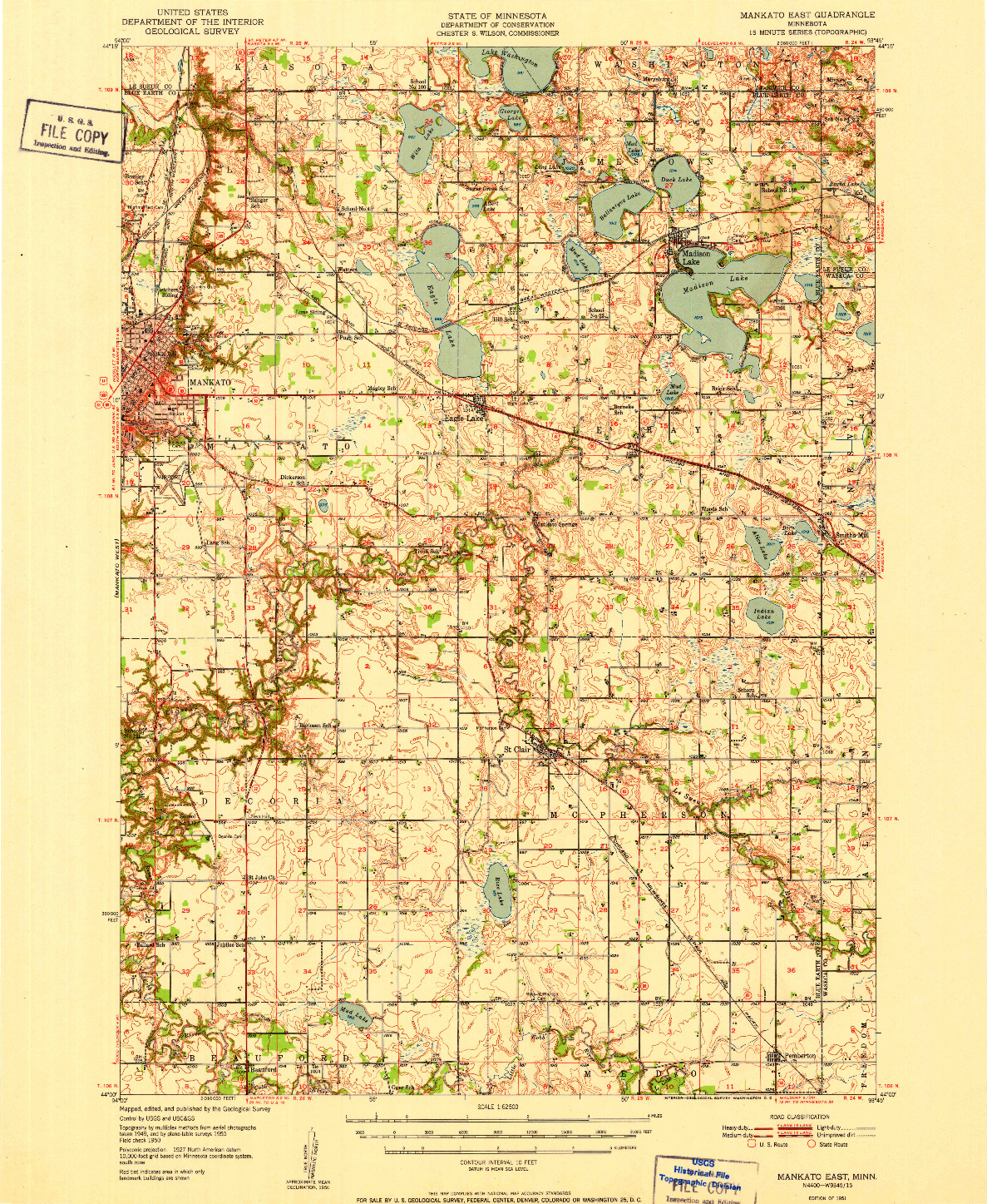 USGS 1:62500-SCALE QUADRANGLE FOR MANKATO EAST, MN 1951