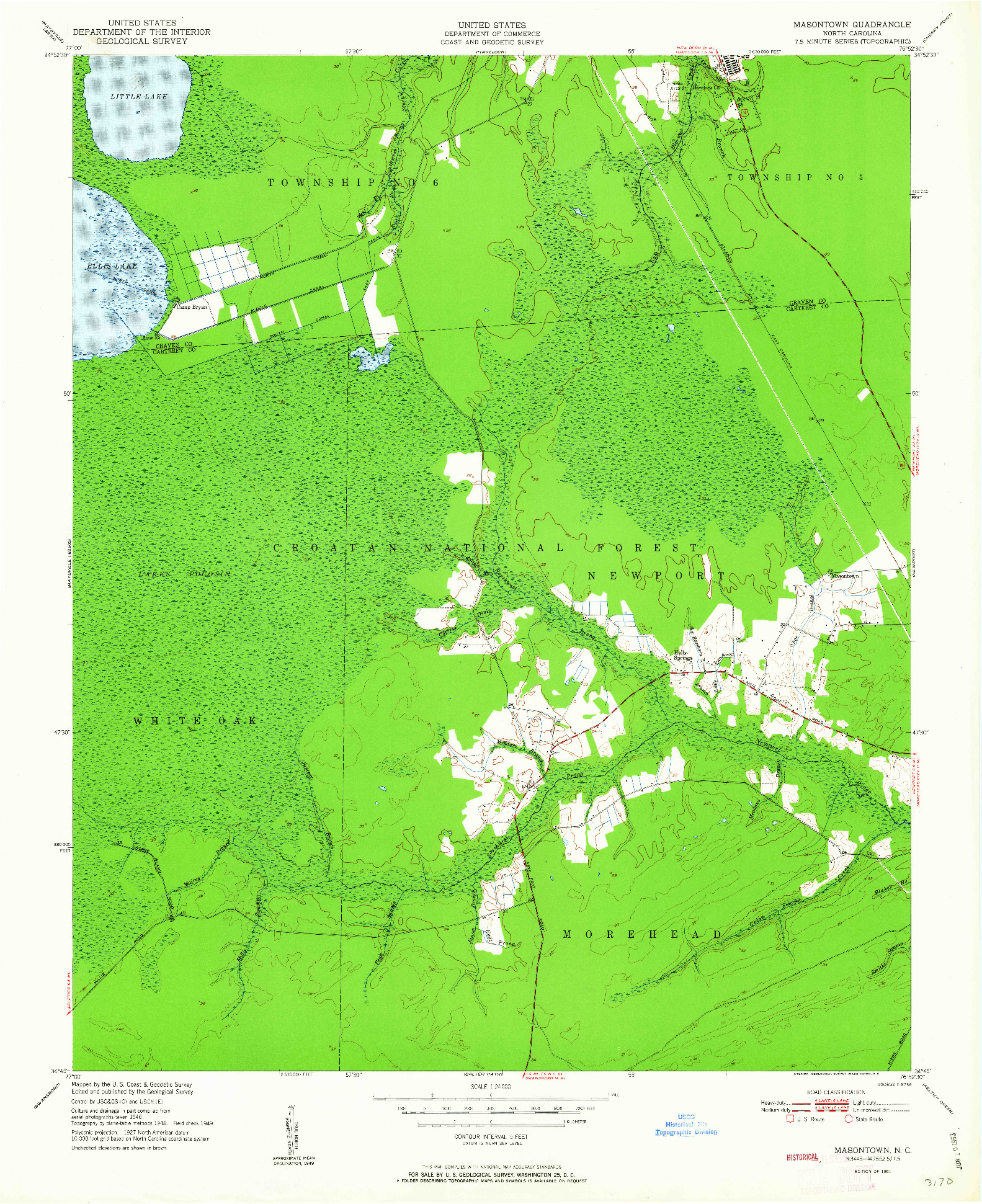 USGS 1:24000-SCALE QUADRANGLE FOR MASONTOWN, NC 1951